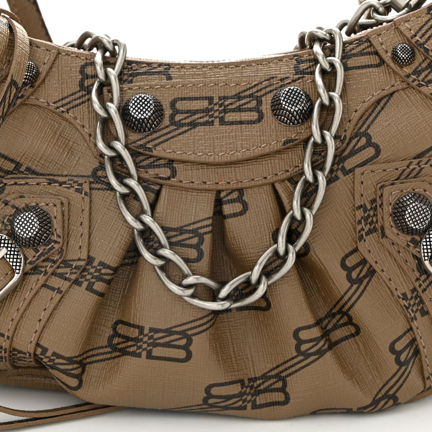 Coated Canvas BB Monogram Le Cagole Mini Purse With Chain Beige Brown