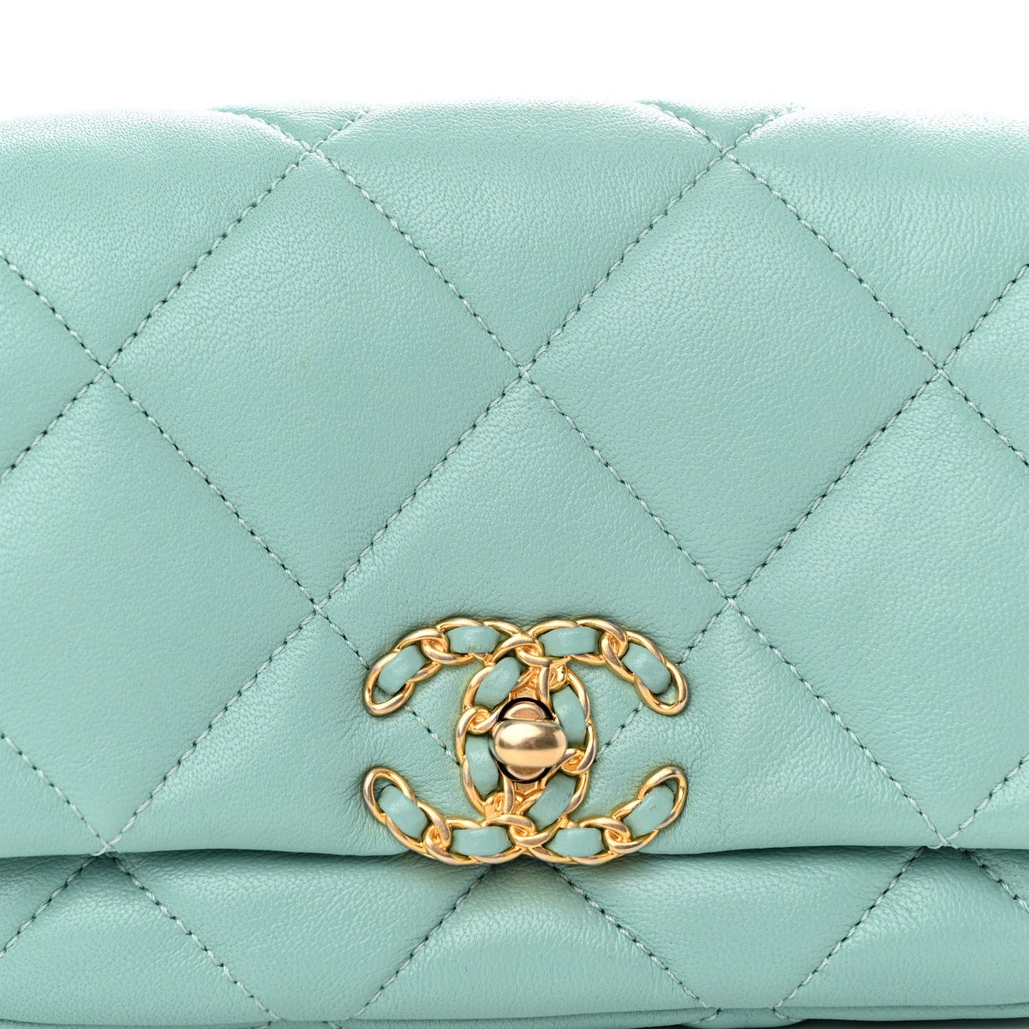 Lambskin Quilted Chanel 19 Waist Bag Light Blue