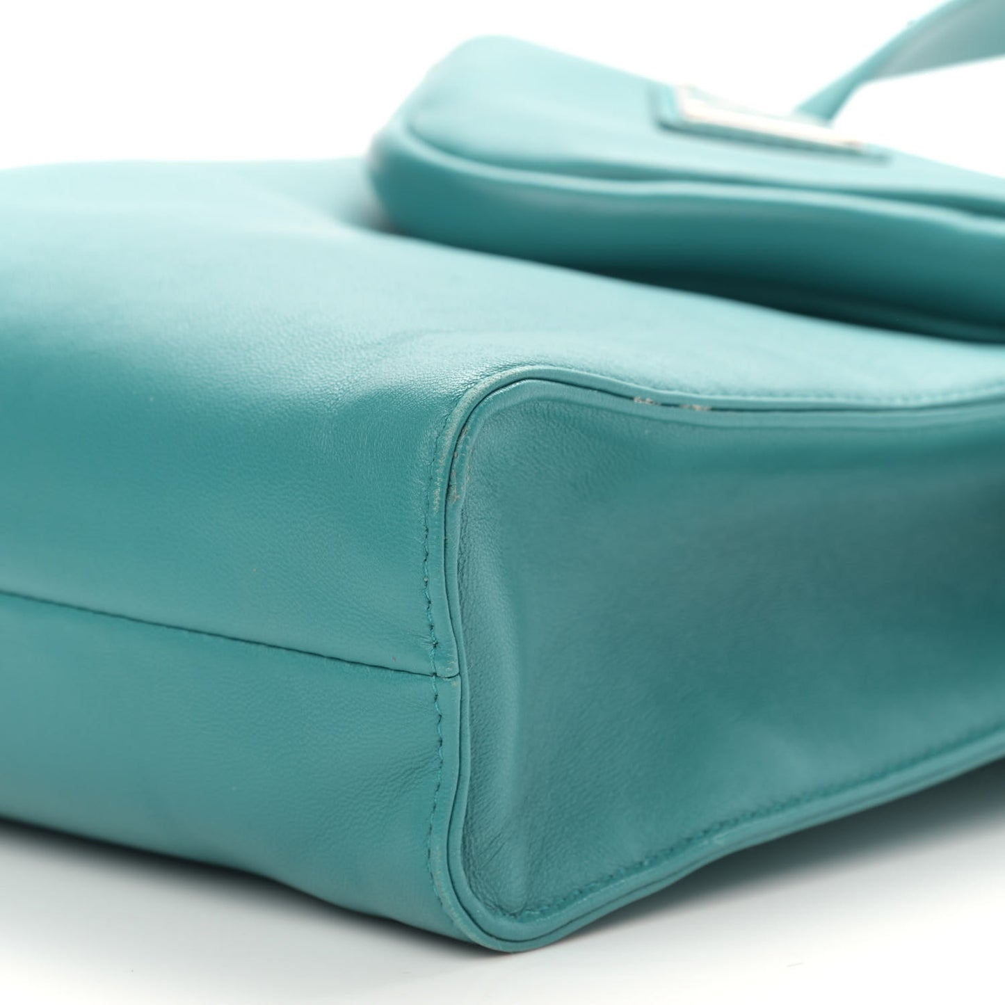 Nappa Triangle Pocket Small Tote Bag Teal