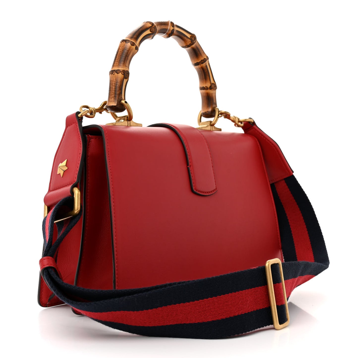 Calfskin Bamboo Web Medium Dionysus Top Handle Bag Red White Blue