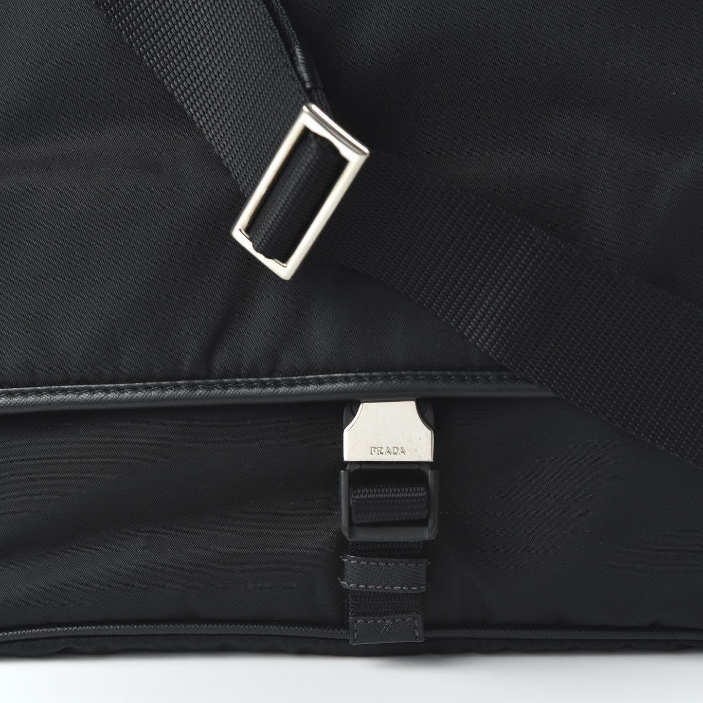 Tessuto Nylon Saffiano Messenger Satchel Black