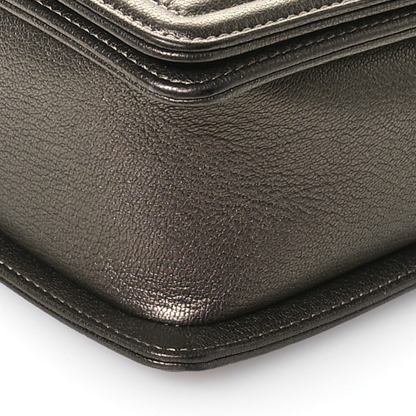 Iridescent Goatskin Quilted Large Boy Flap Bronze