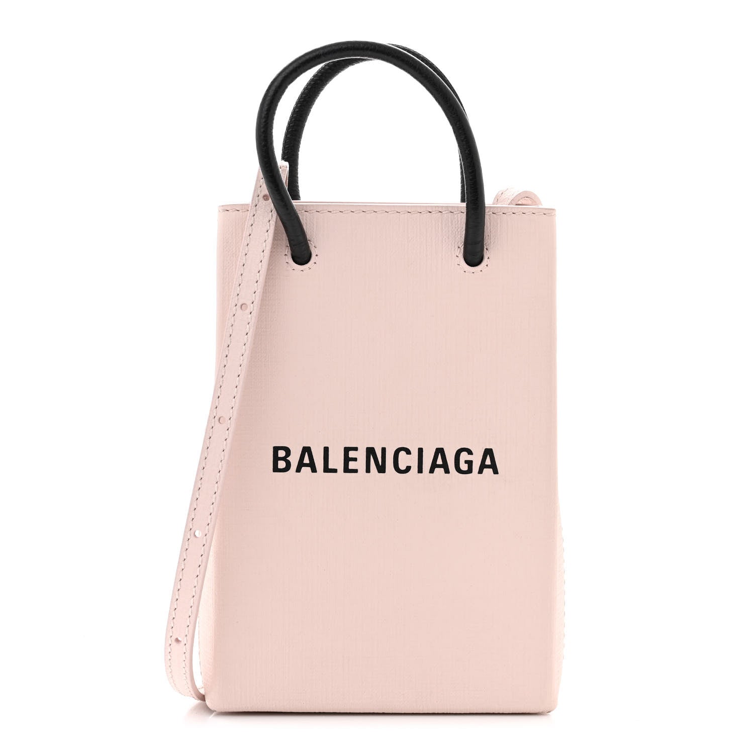 Balenciaga Squared Calfskin Logo Shopping Phone Holder Bag Light Rose 1 of 14