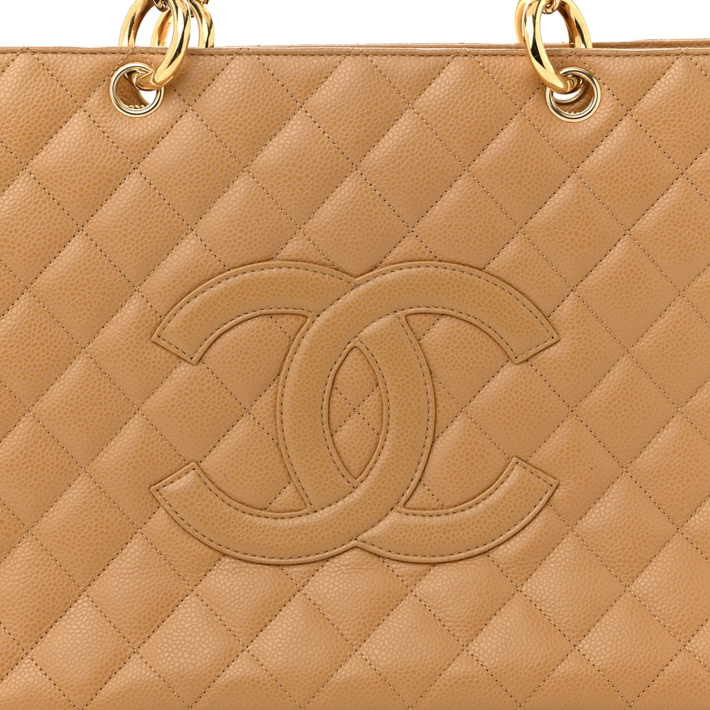 Caviar Quilted Grand Shopping Tote GST Beige Clair