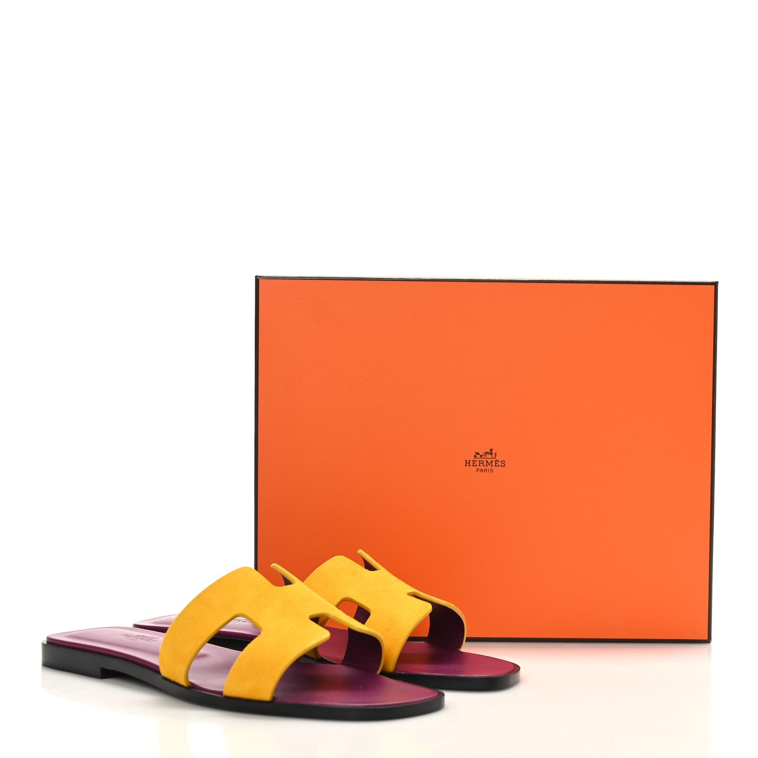 Hermes Suede Goatskin Oran Sandals 38.5 Jaune Topaze 9 of 9