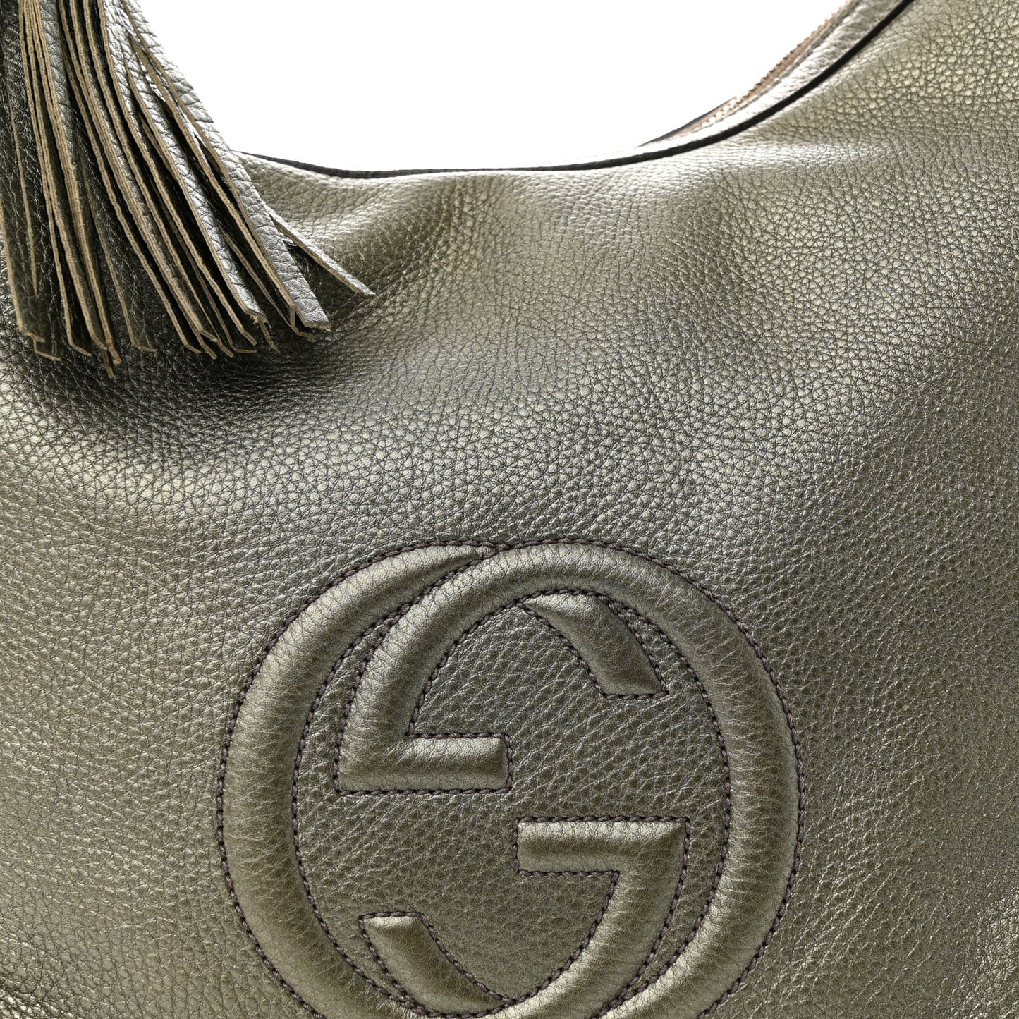 Metallic Pebbled Calfskin Medium Soho Chain Hobo Sasso