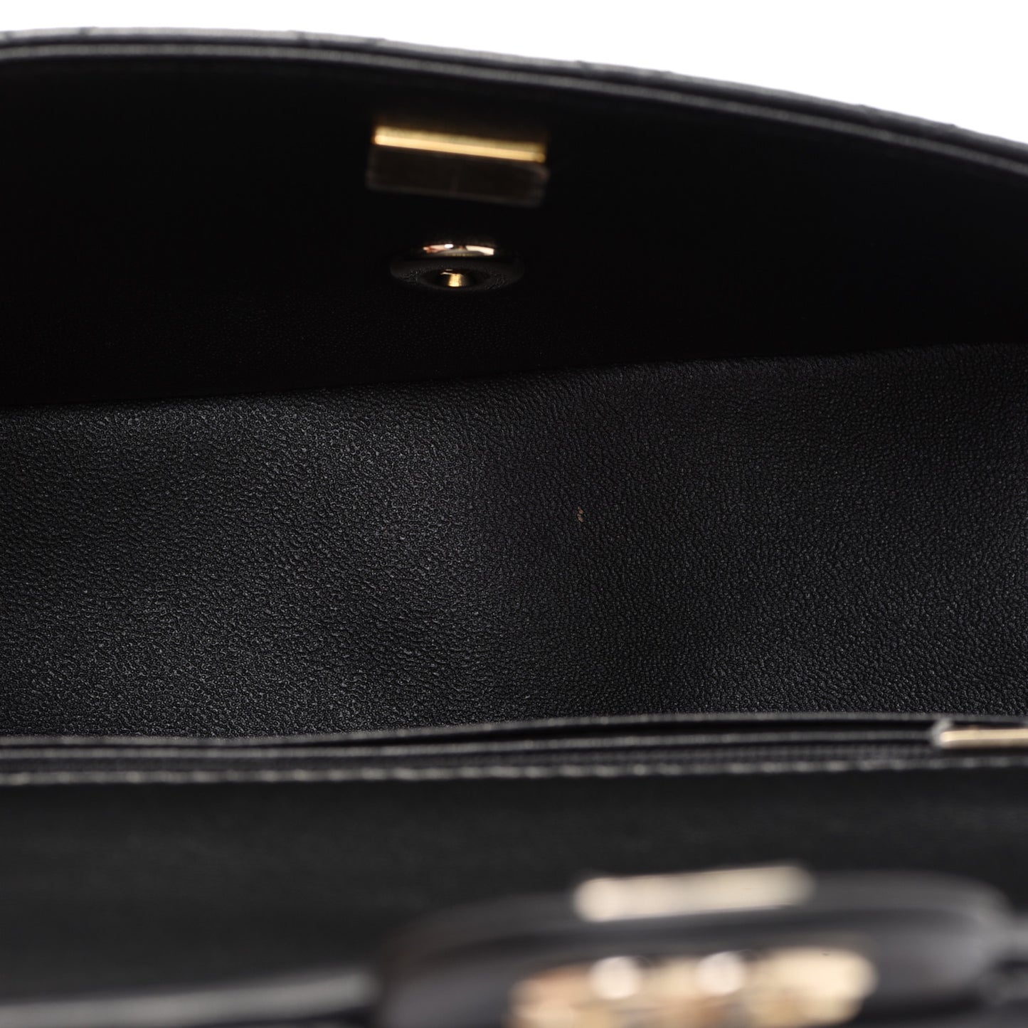 Lambskin Quilted Mini Top Handle Rectangular Flap Black