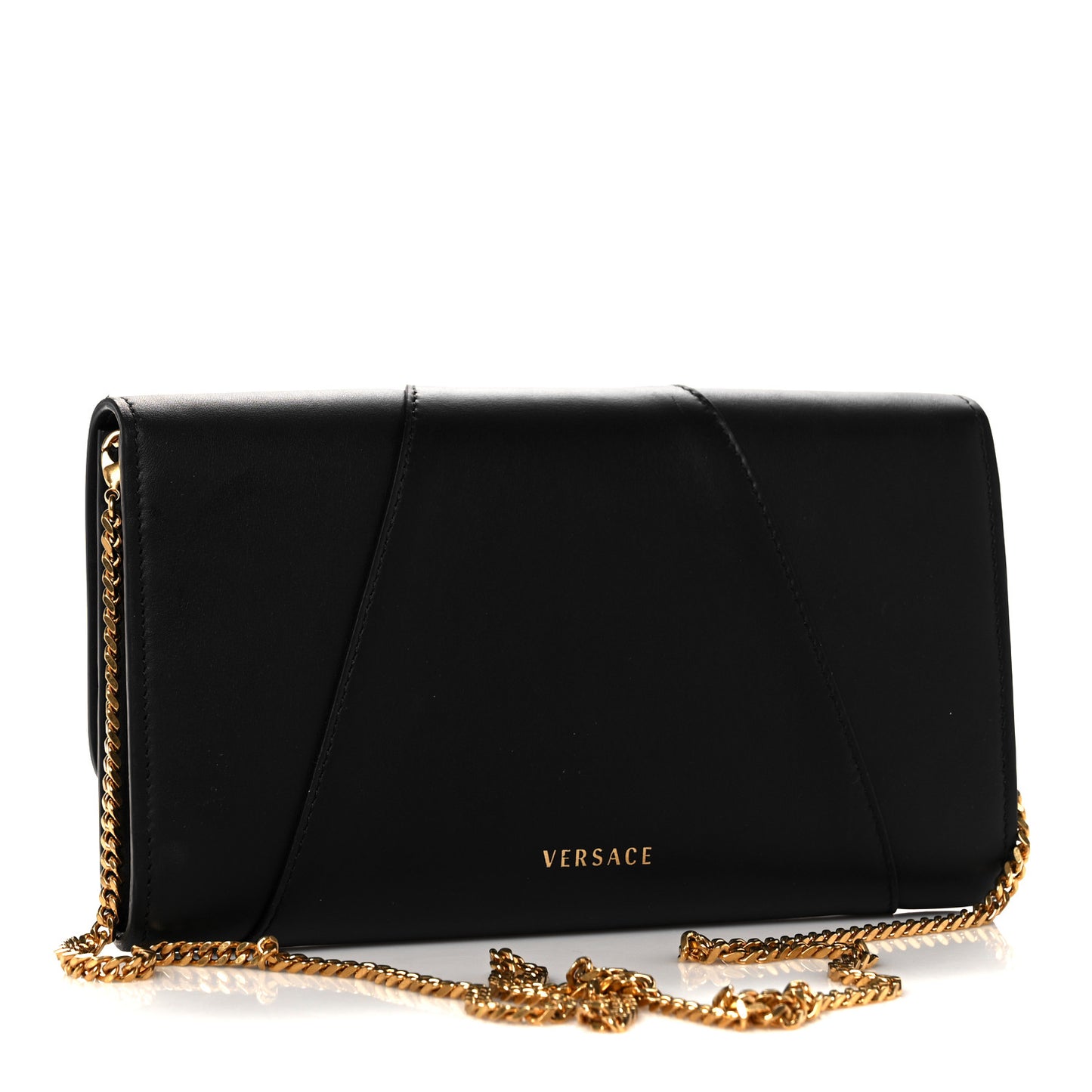 Vitello Crystal Virtus V Wallet Chain Crossbody Black
