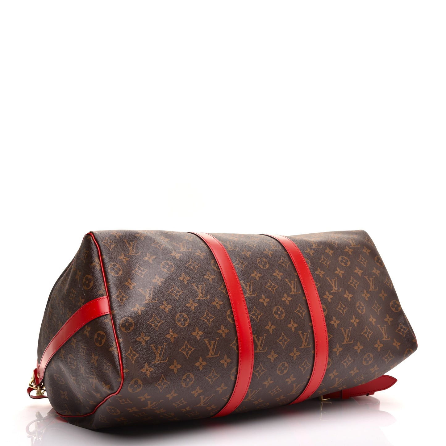 Calfskin Monogram Keepall Bandouliere 50 Coquelicot