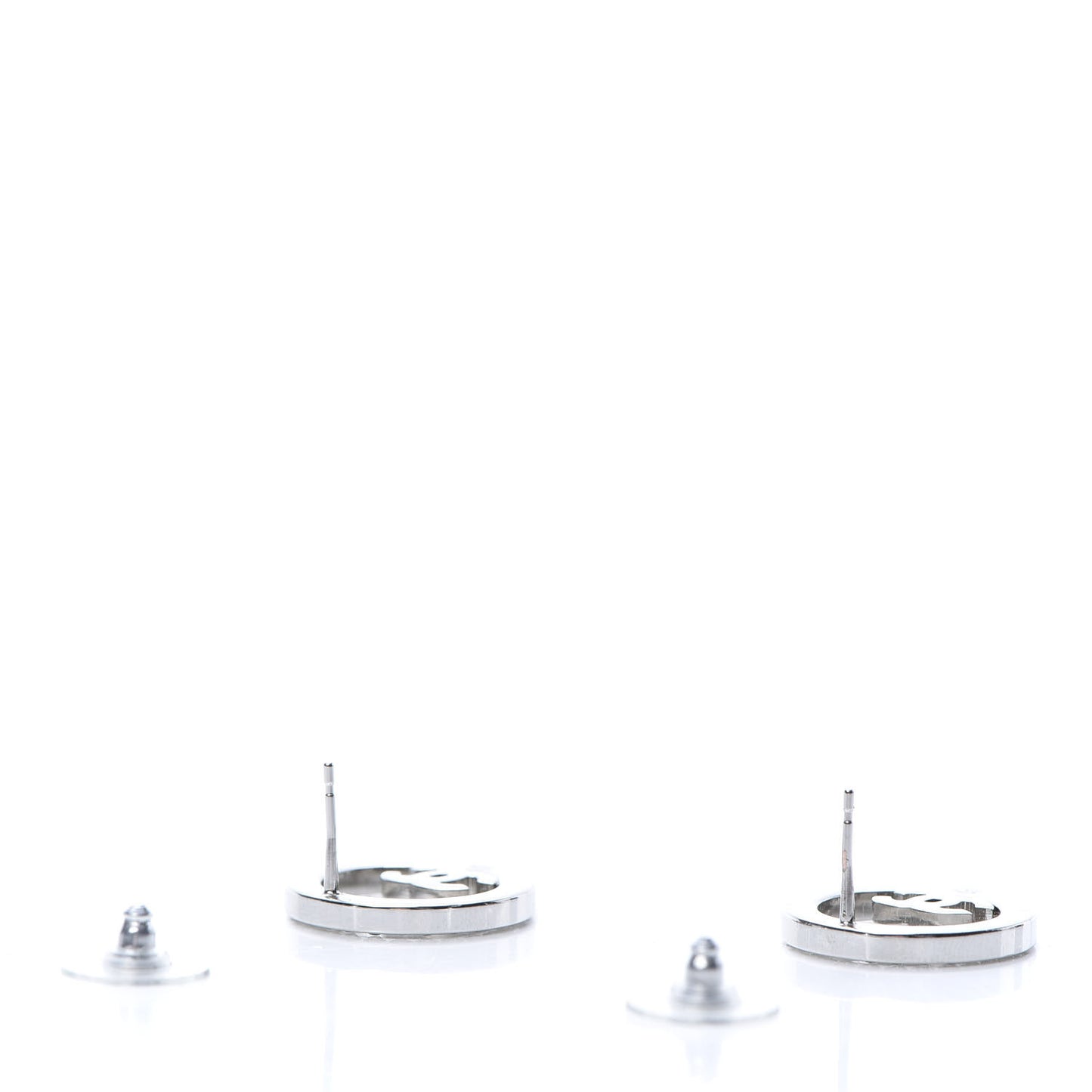 Crystal CC Round Earrings Silver