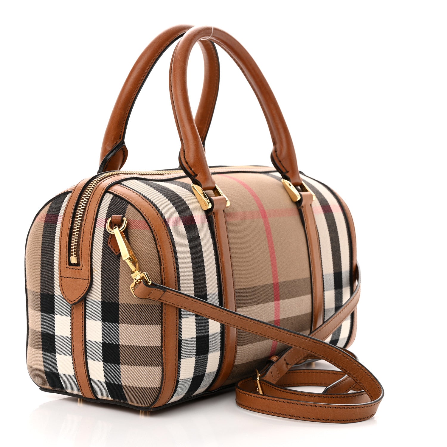 Burberry House Check Medium Alchester Bowling Bag Tan 3 of 20