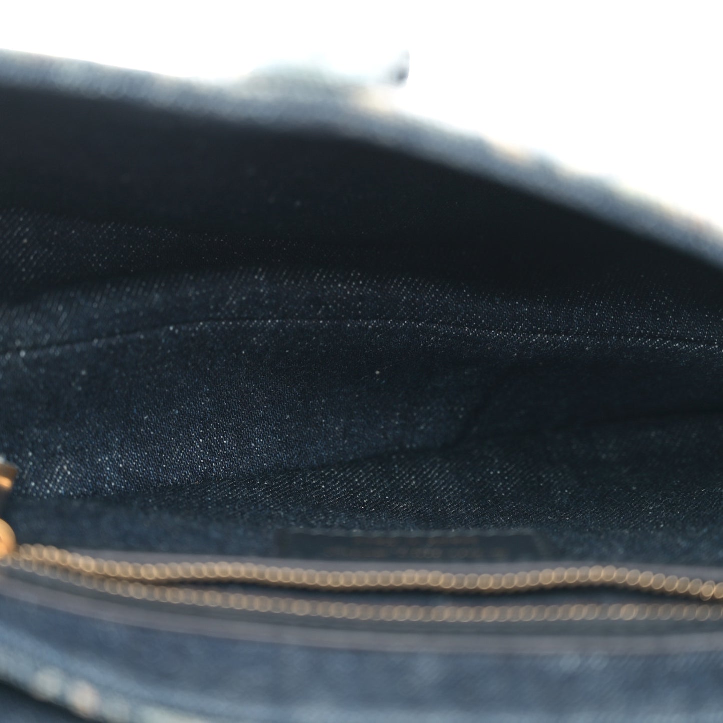 Denim Brocart Embroidered Saddle Bag Blue