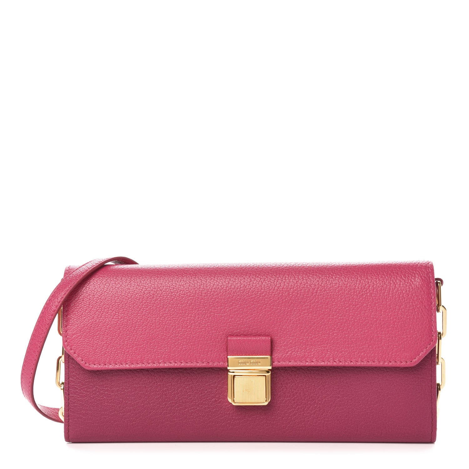 Miu Miu Goatskin Madras Bicolor Wallet On Chain Peonia Ametista 1 of 10