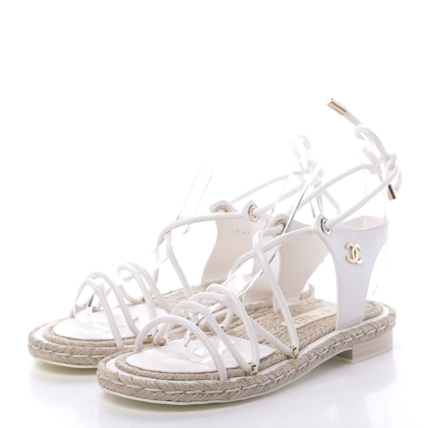 Calfskin Espadrille Sandals 36 White