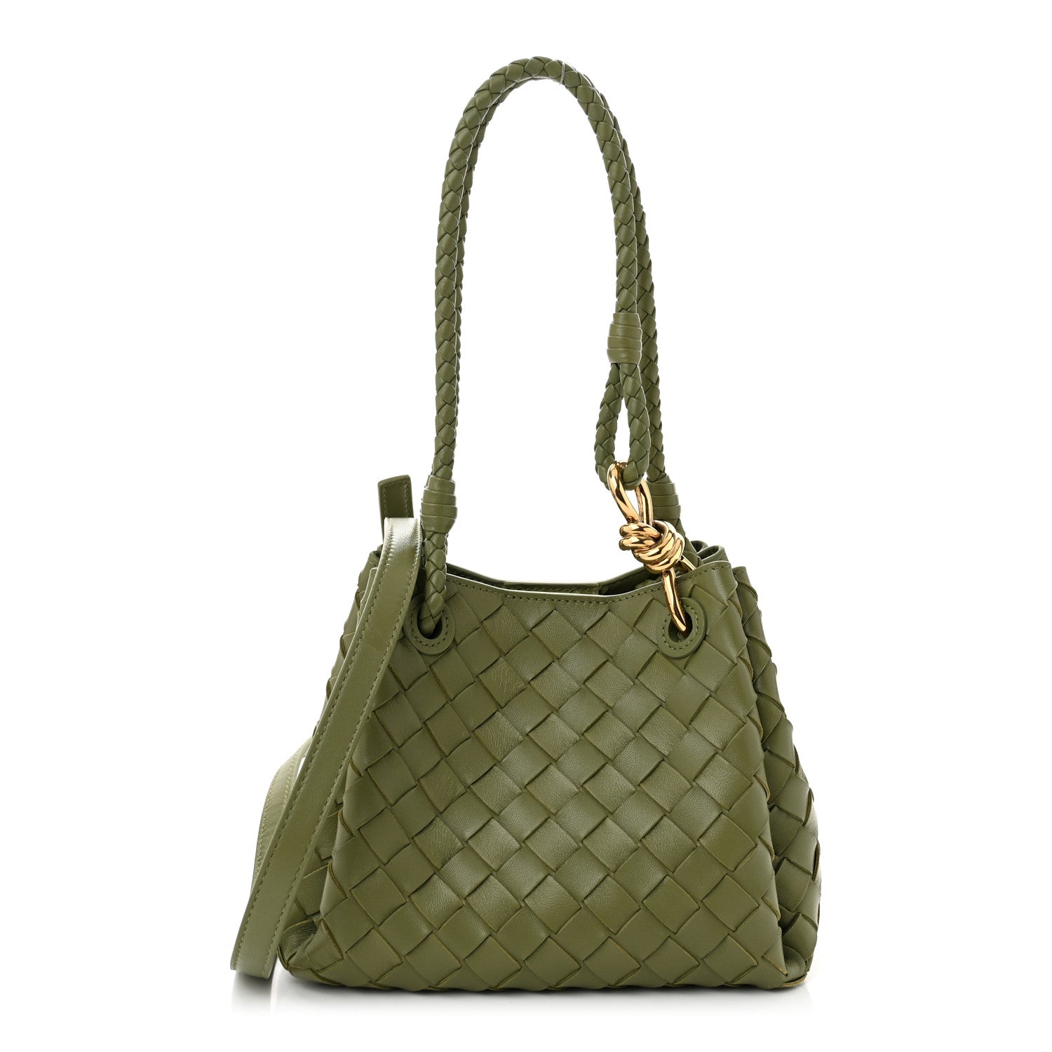 Bottega Veneta Nappa Intrecciato Small Parachute Shoulder Matcha