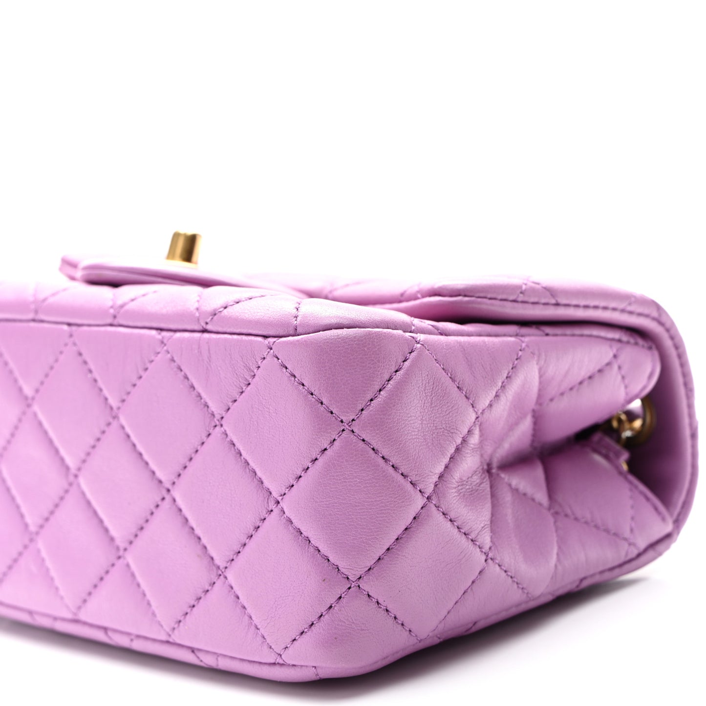 Lambskin Quilted Mini CC Pearl Crush Flap Purple
