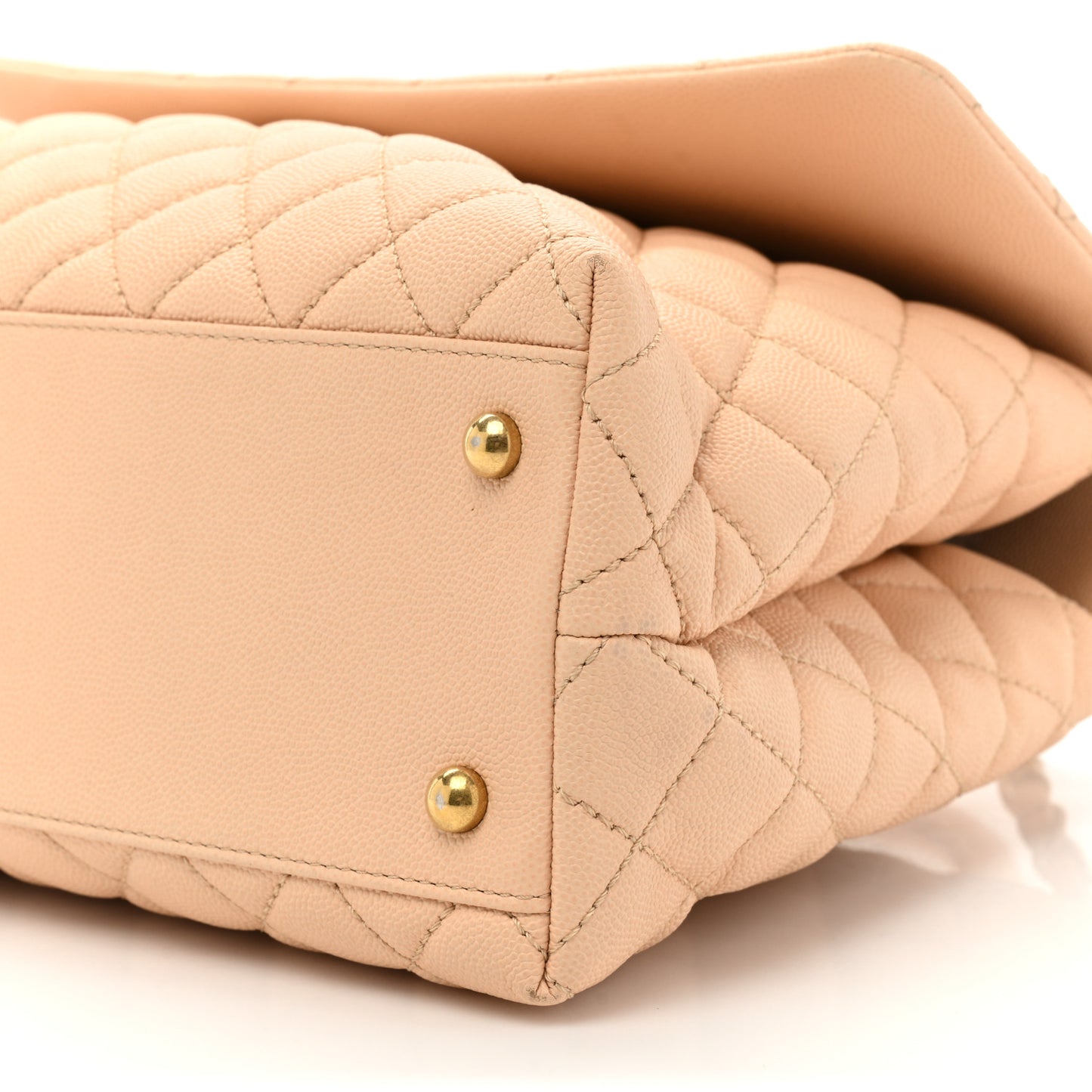 Caviar Quilted Medium Coco Handle Flap Light Beige