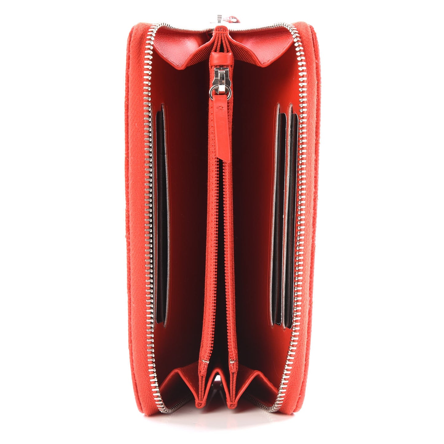 Caviar Chevron Quilted Small Zip Around Wallet Red