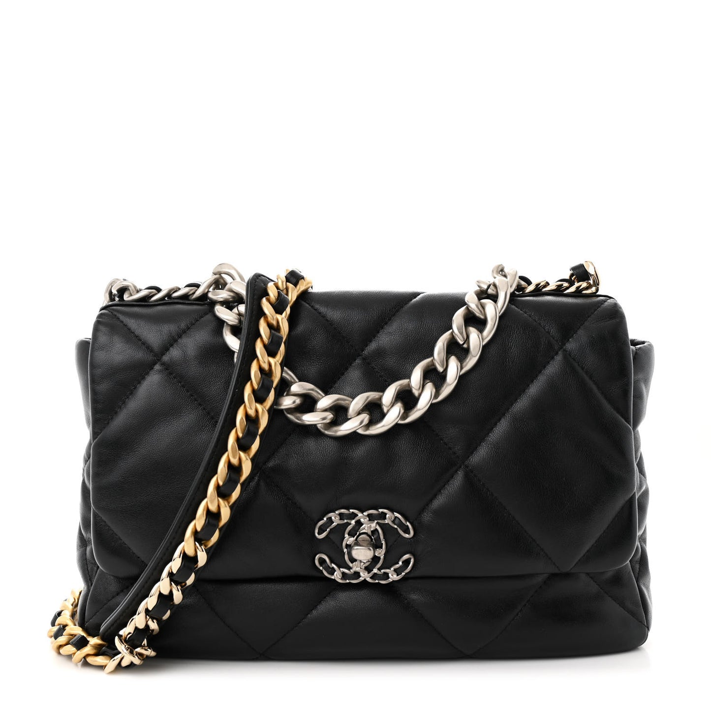 Lambskin Quilted Large Chanel 19 Flap Black