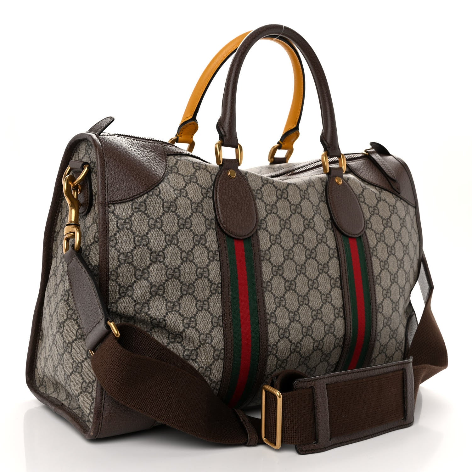 Gucci Soft GG Supreme Monogram Web Medium Duffle Bag Beige New Acero Crop 3 of 12