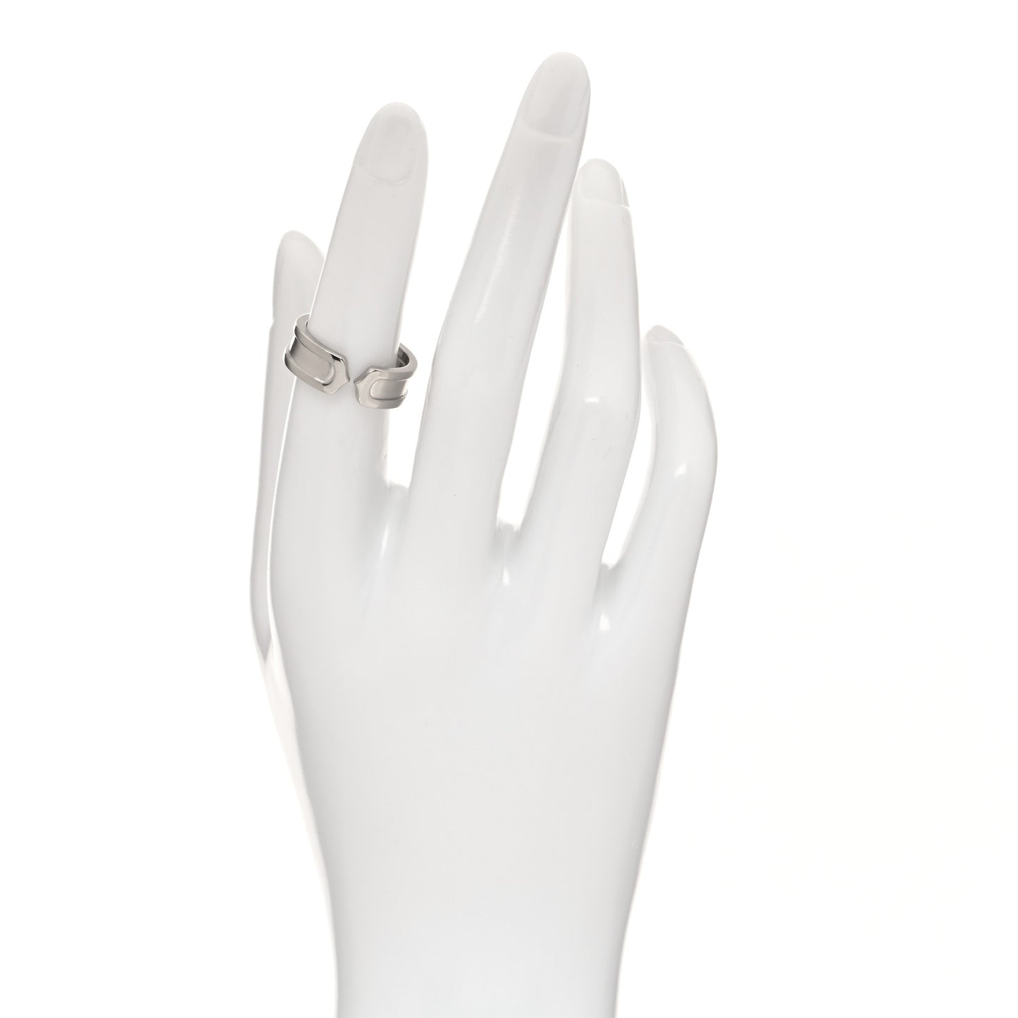 18K White Gold 6.5mm C De Cartier Ring 52 6