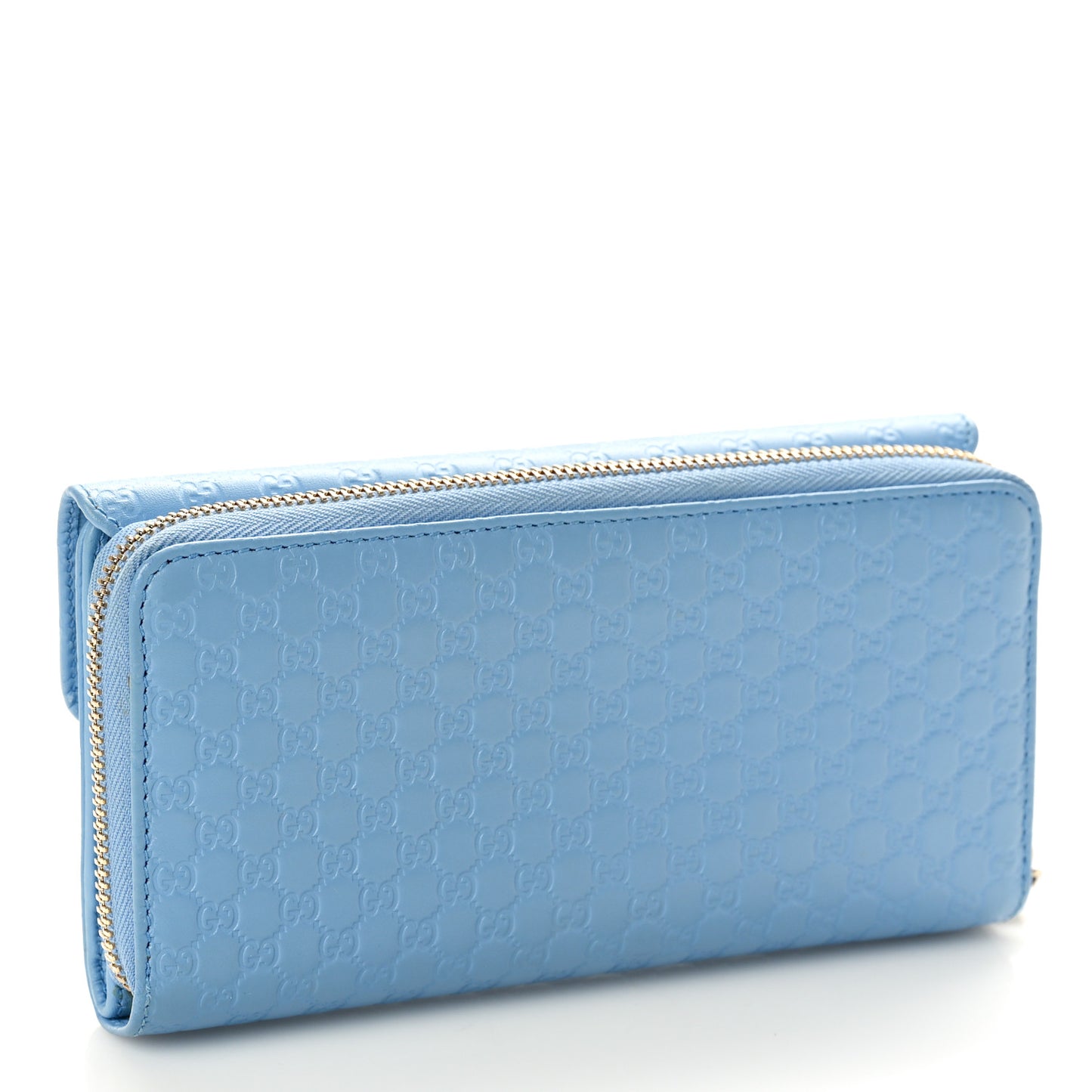 Soft Microguccissima Continental Zip Wallet Mineral Blue