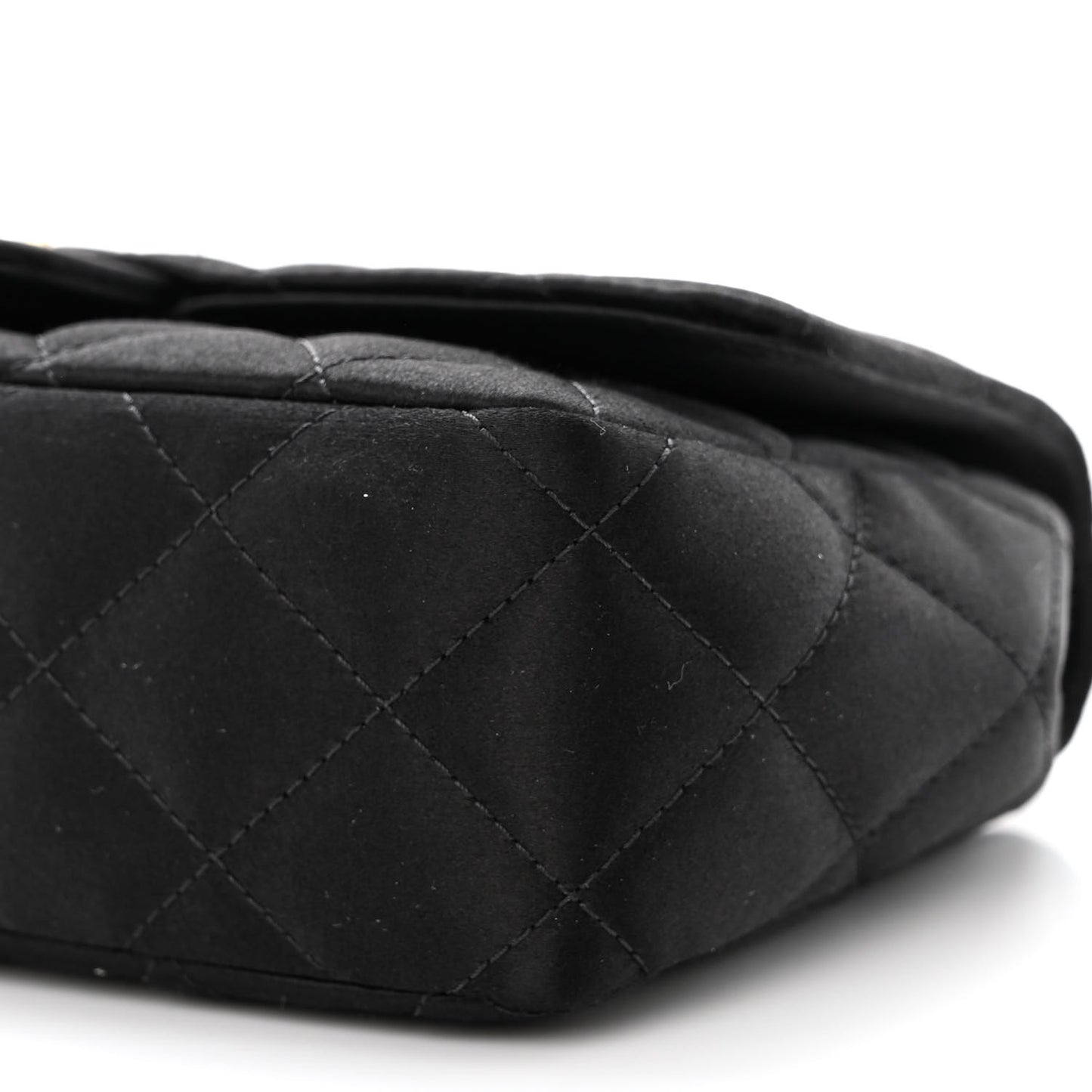 Satin Quilted Mini Rectangular Flap Black