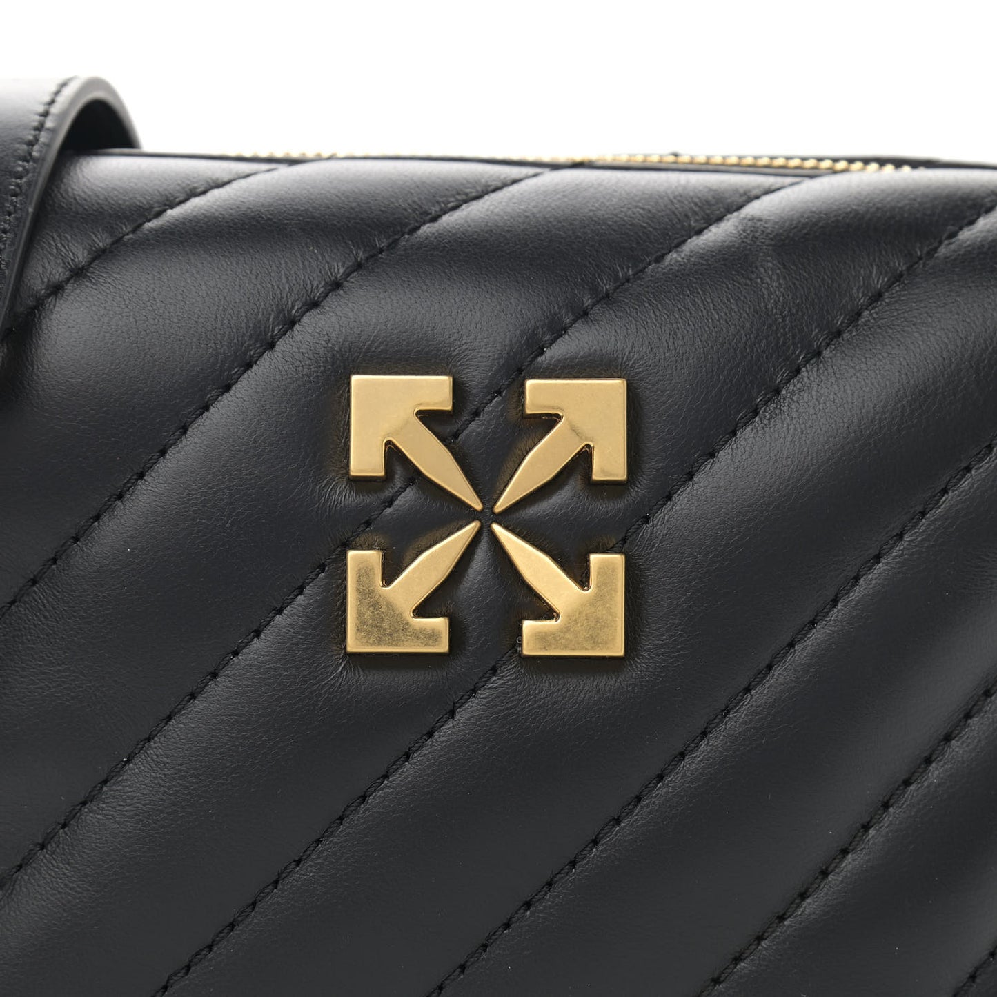 Calfskin Diagonal Quilted Jackhammer Camera Bag Black