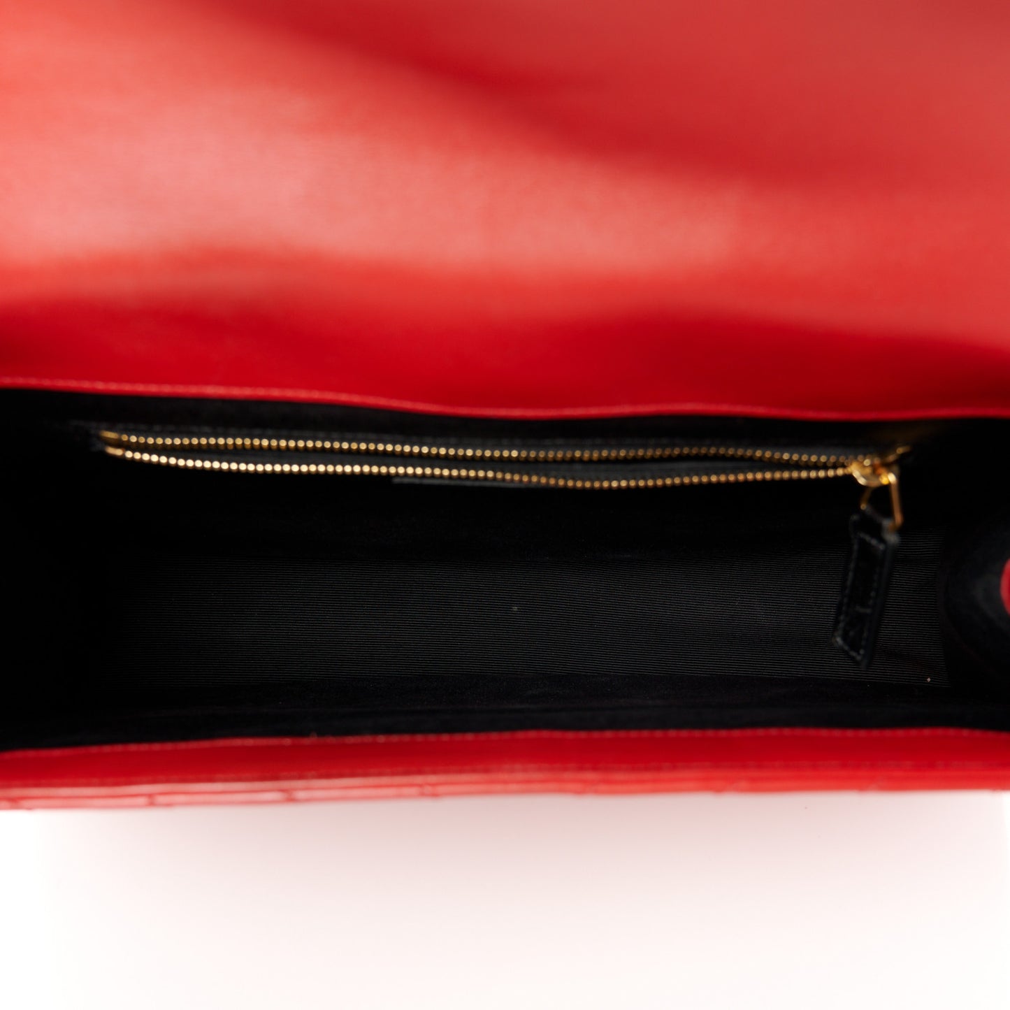 Grain De Poudre Matelasse Chevron Large Monogram Satchel Lipstick Red