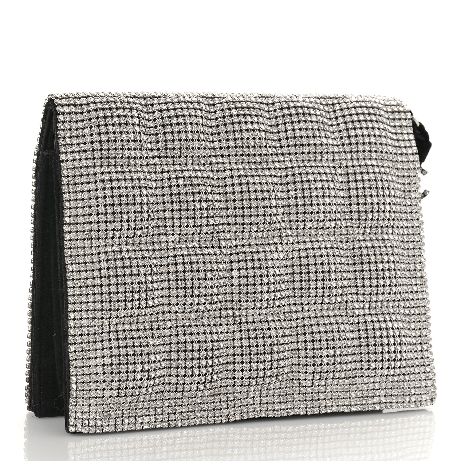 Chanel Crystal Quilted Clutch Silver 3 of 12