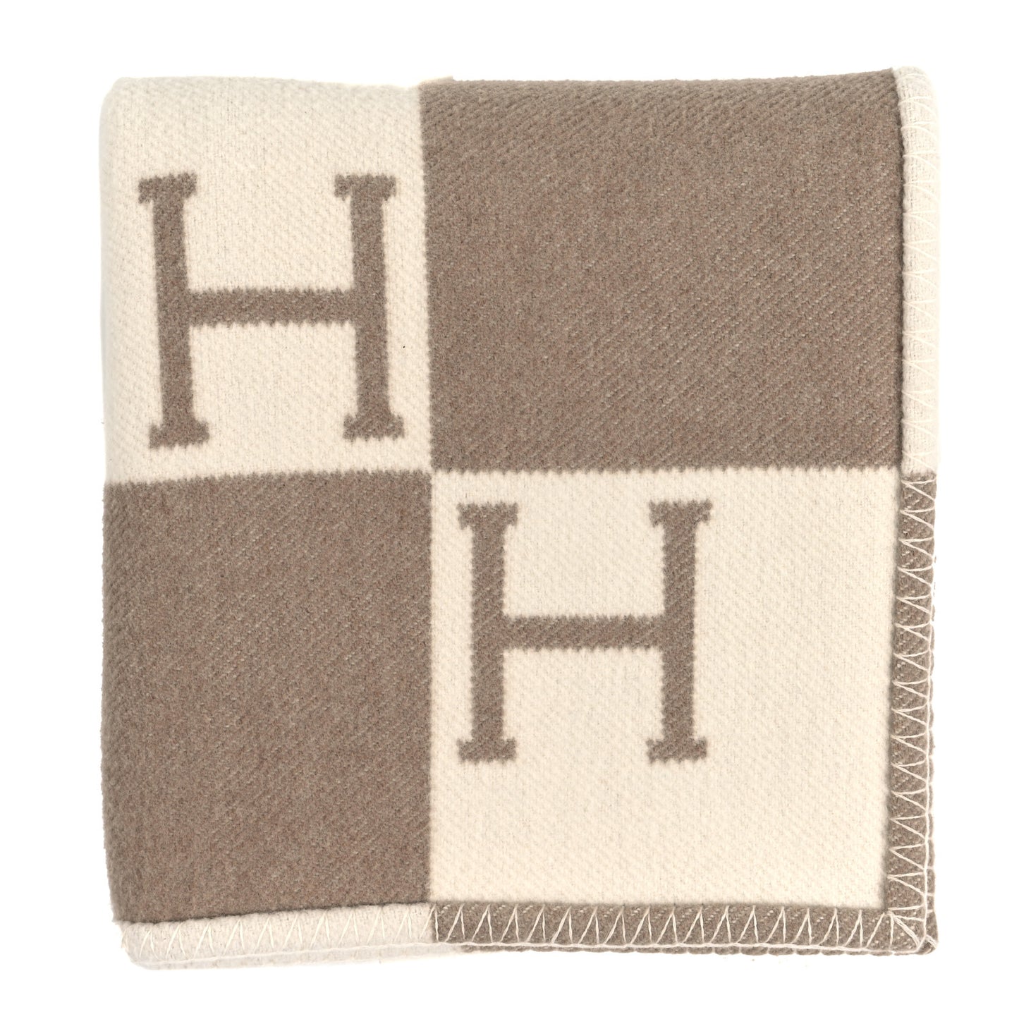 Wool Cashmere Avalon Baby Blanket Noisette Moyen White