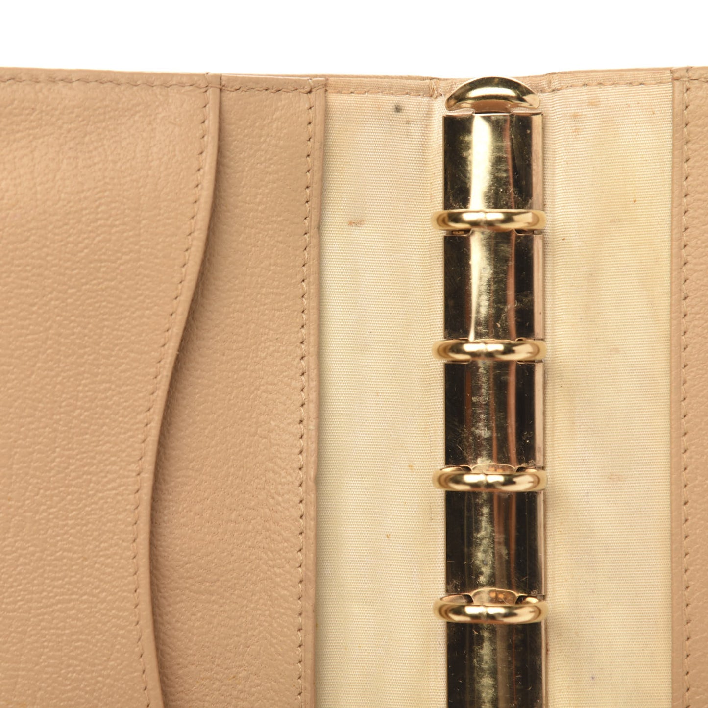 Goatskin Small Ring Agenda Planner Beige