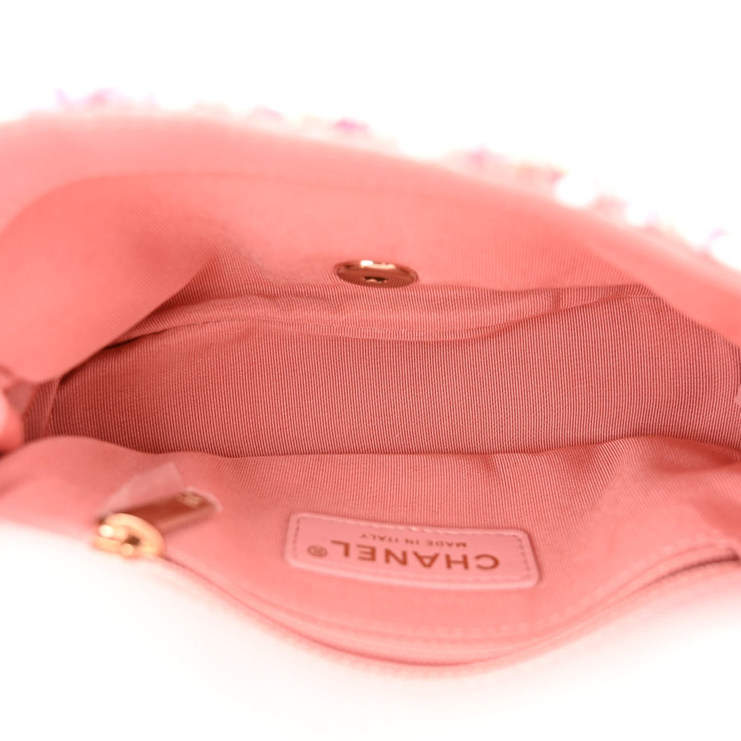 Tweed Mini Pearl Handle Flap Pink Beige Orange Ecru
