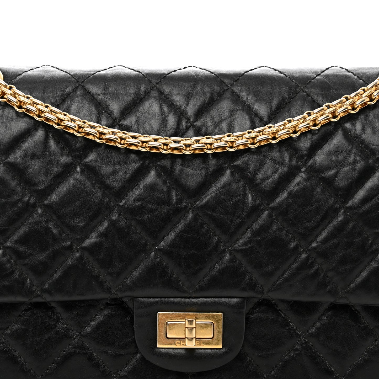 Aged Calfskin Quilted 2.55 Reissue 226 Flap Black