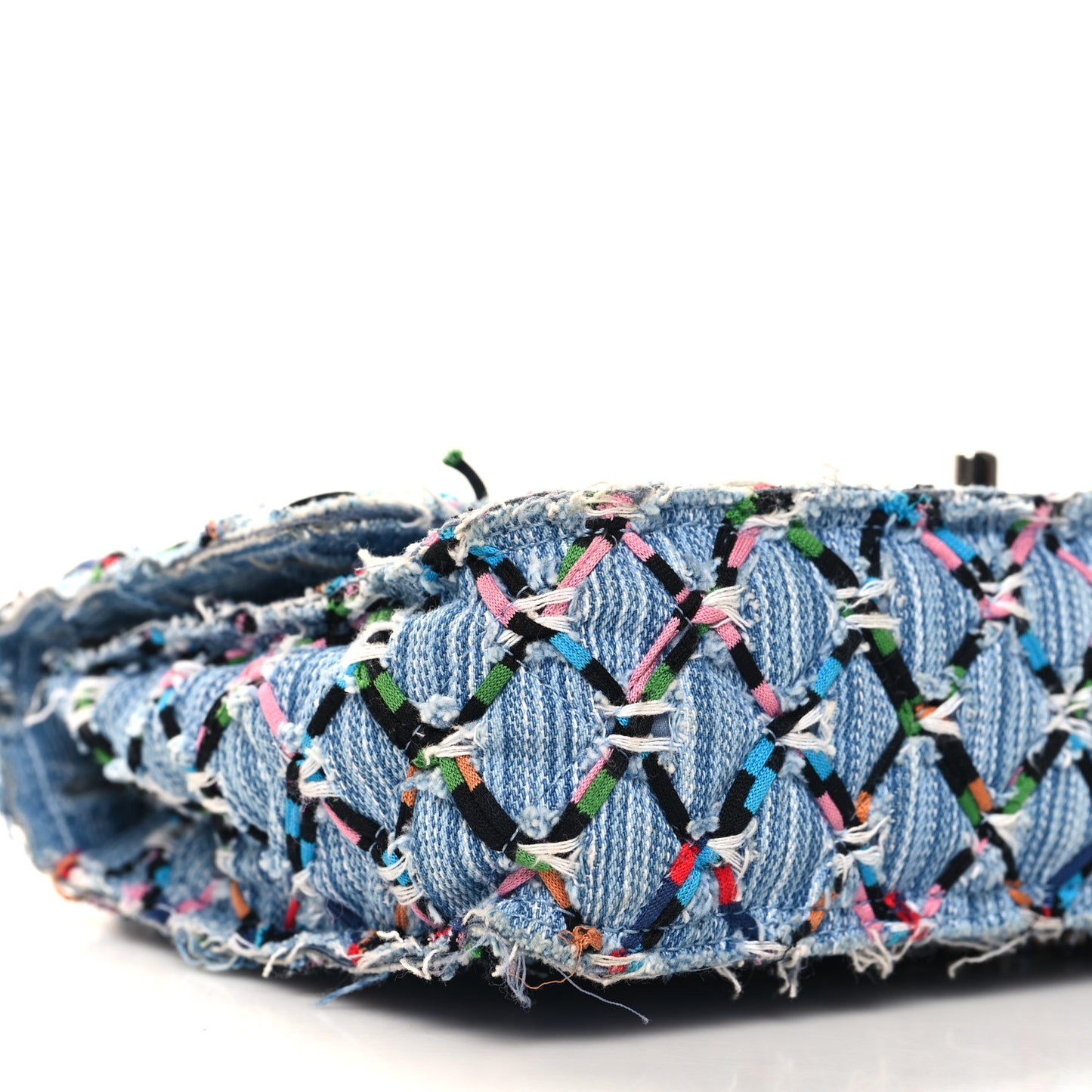 Woven Denim Medium Flap Multicolor