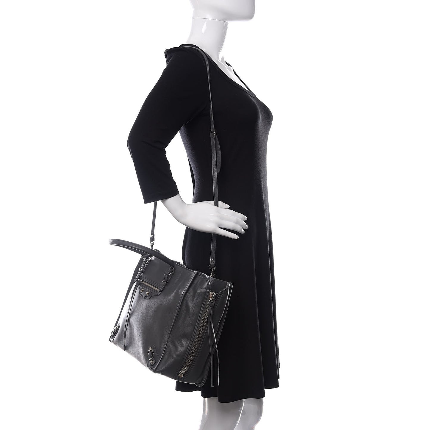 Veau Papier B4 Zip Around Tote Gris Fossile