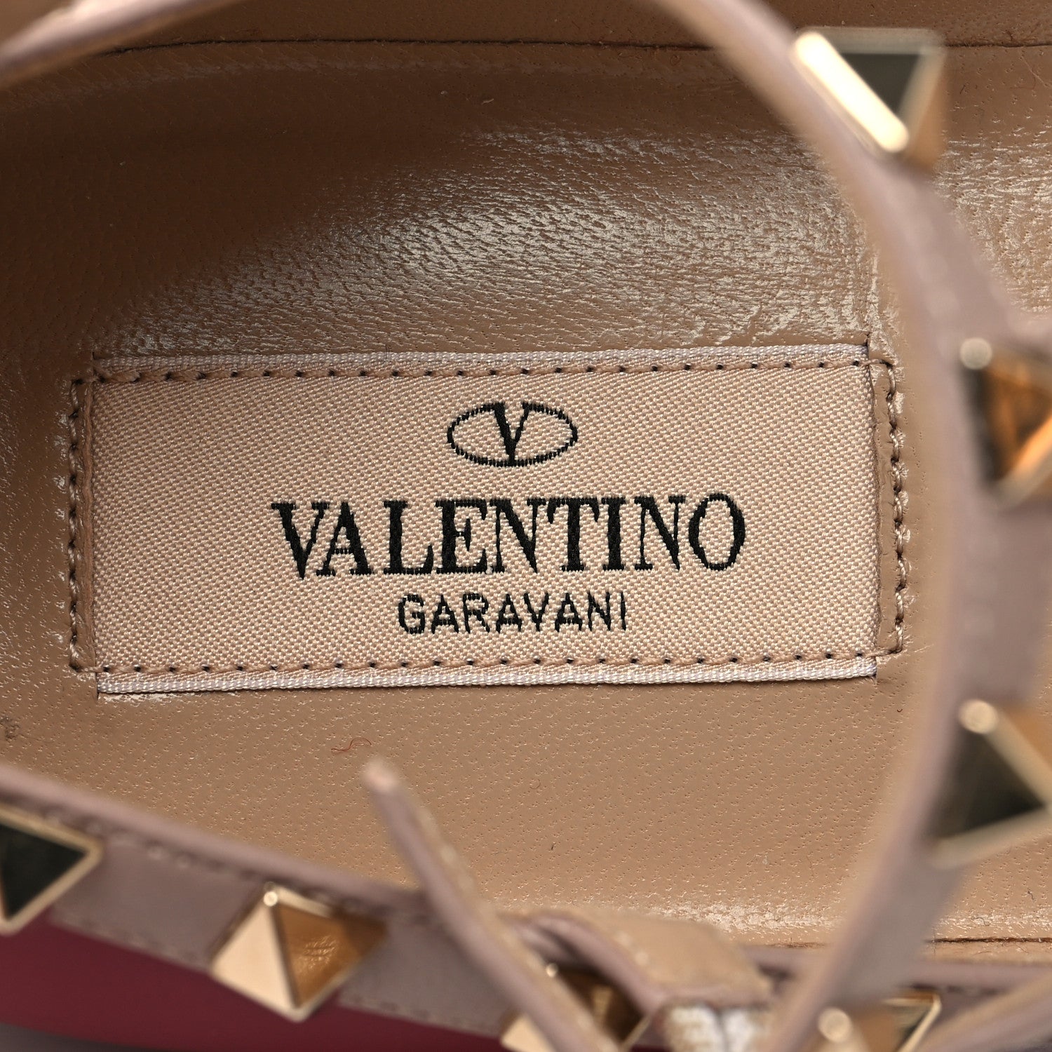 Valentino Garavani Calfskin Nappa Rockstud Cage Ballerina Flats 37 Scarlet Poudre 8 of 8