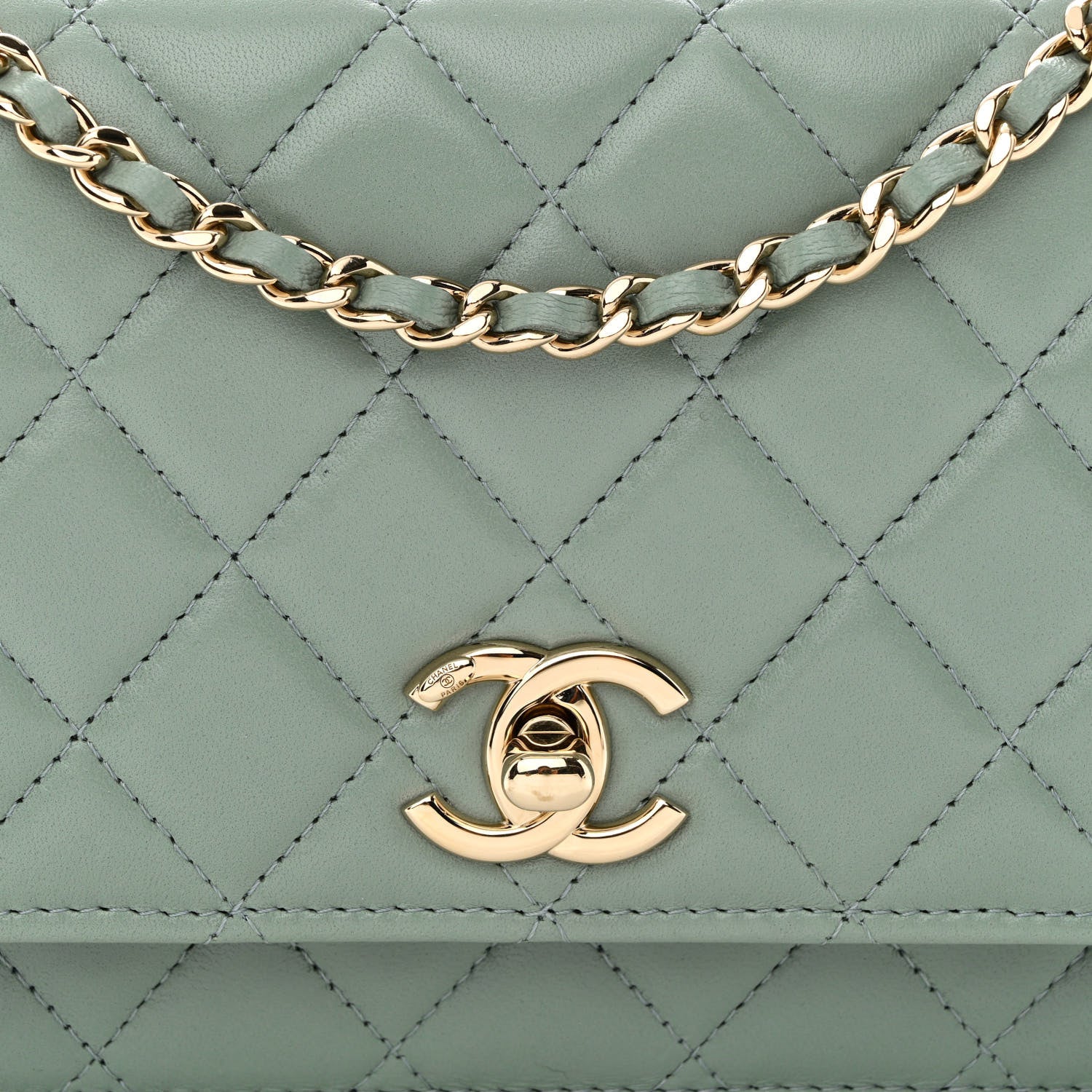 Chanel Lambskin Quilted Trendy CC Wallet On Chain WOC Grey 9 of 13