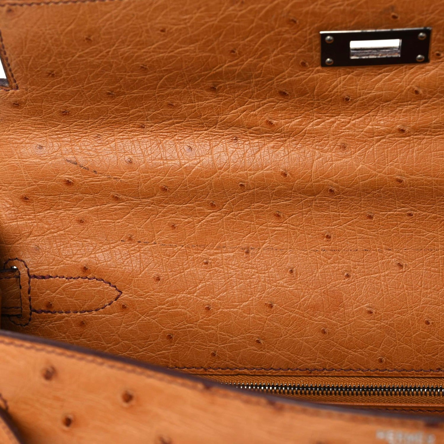 Hermes Ostrich Kelly Retourne 32 Gold 13 of 18