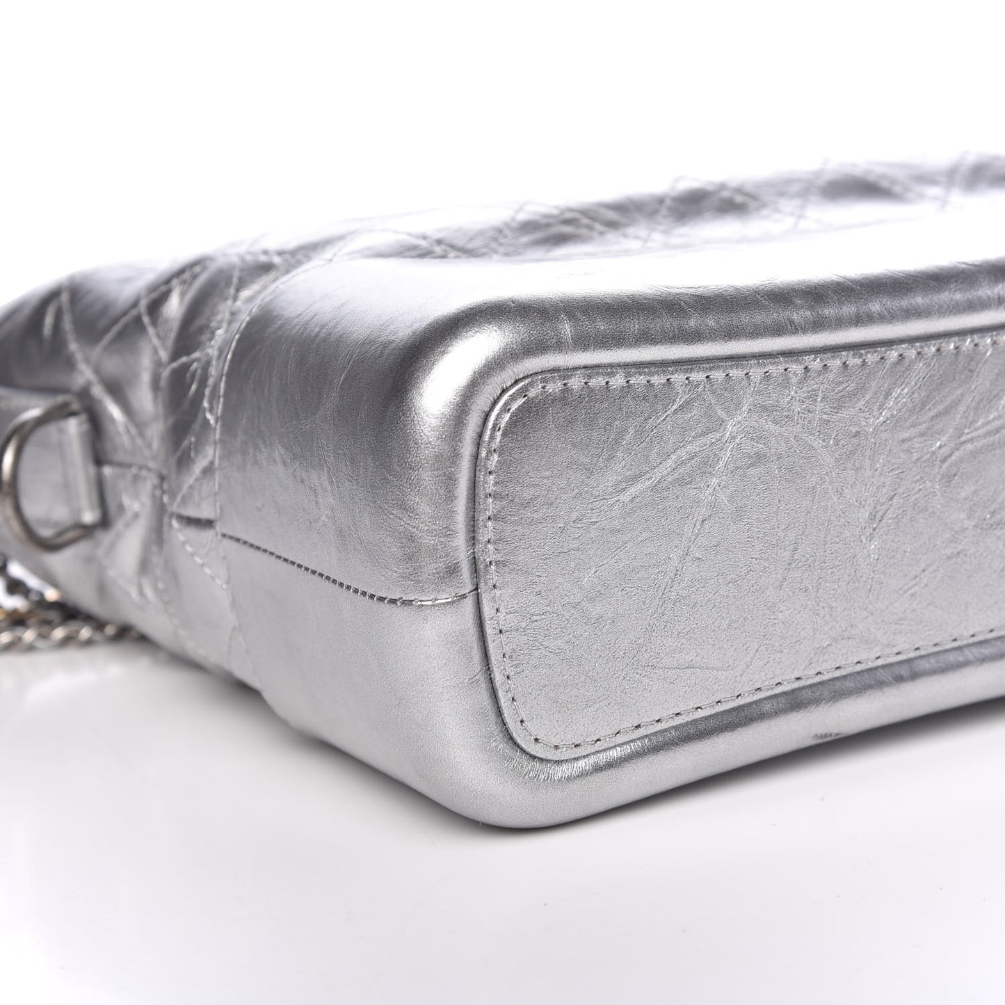 Metallic Lambskin Calfskin Quilted Medium Gabrielle Hobo Silver