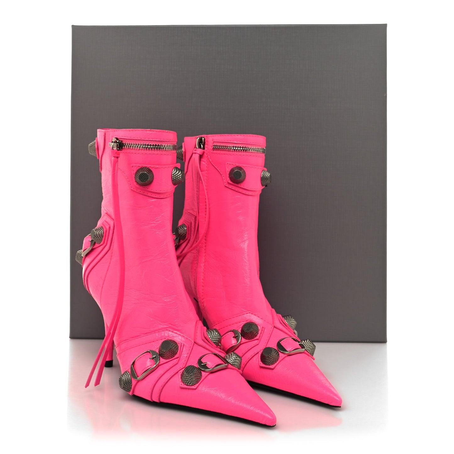 Agneau Arena Cagole 90mm Ankle Boots 35 Fluo Pink