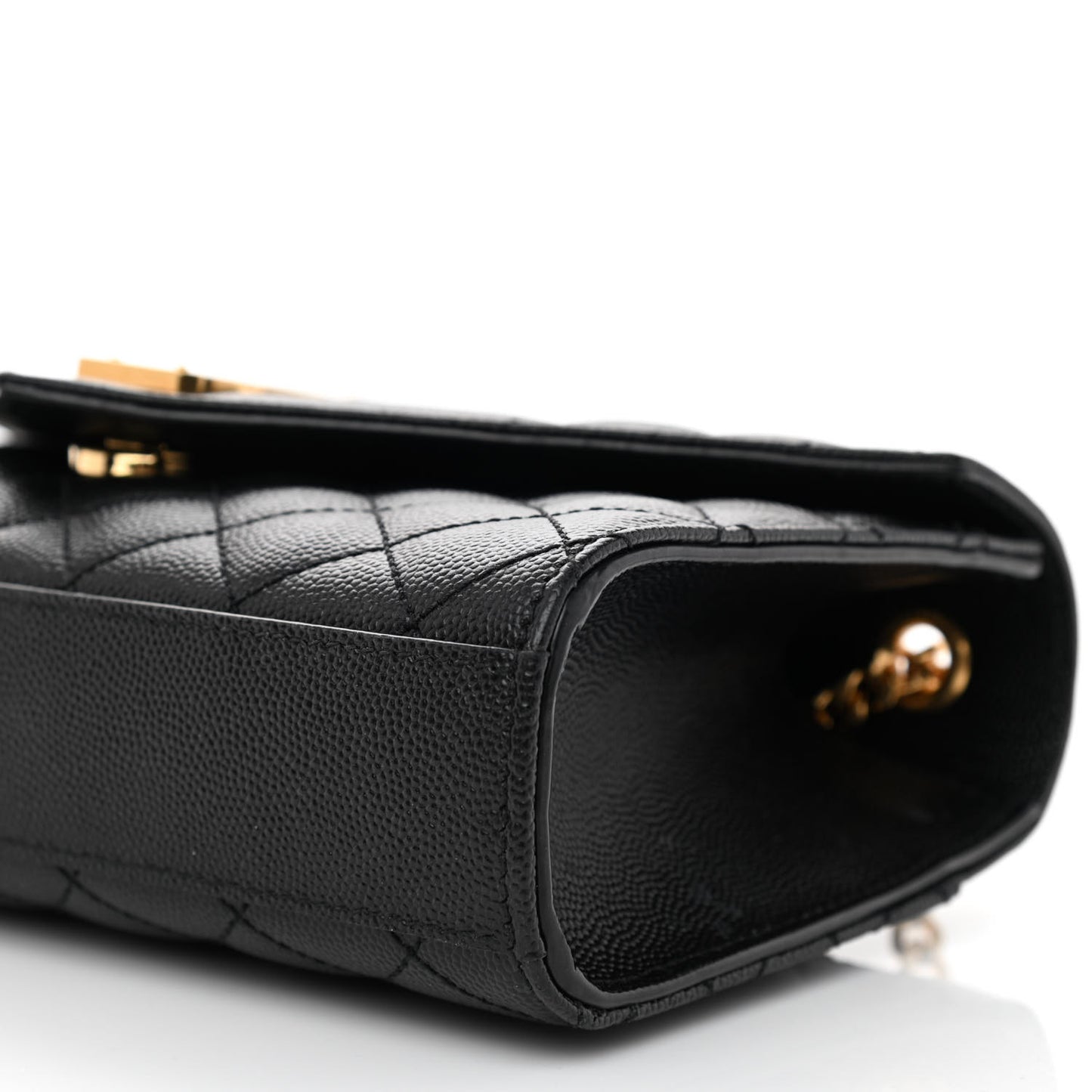 Grain De Poudre Textured Mixed Matelasse Triquilt Small Monogram Satchel Black