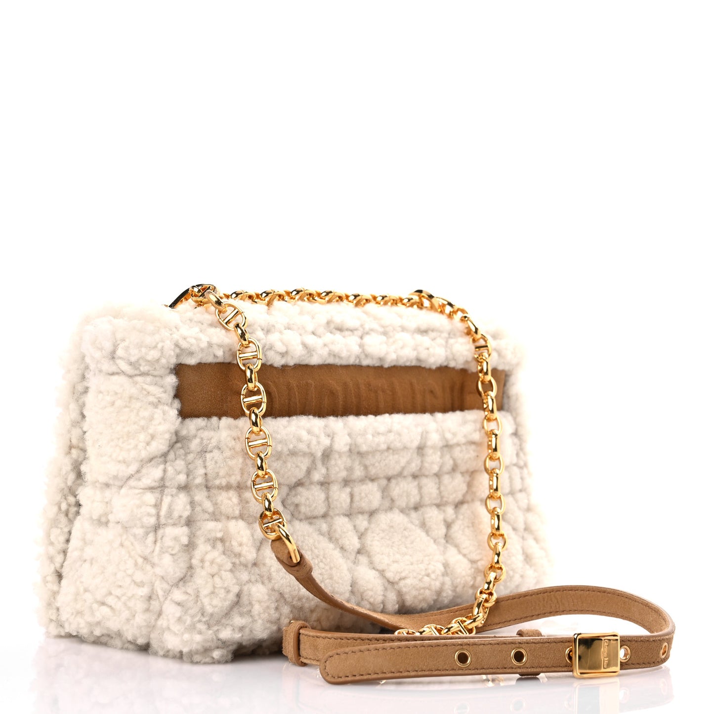 Shearling Cannage Medium Caro Bag Natural