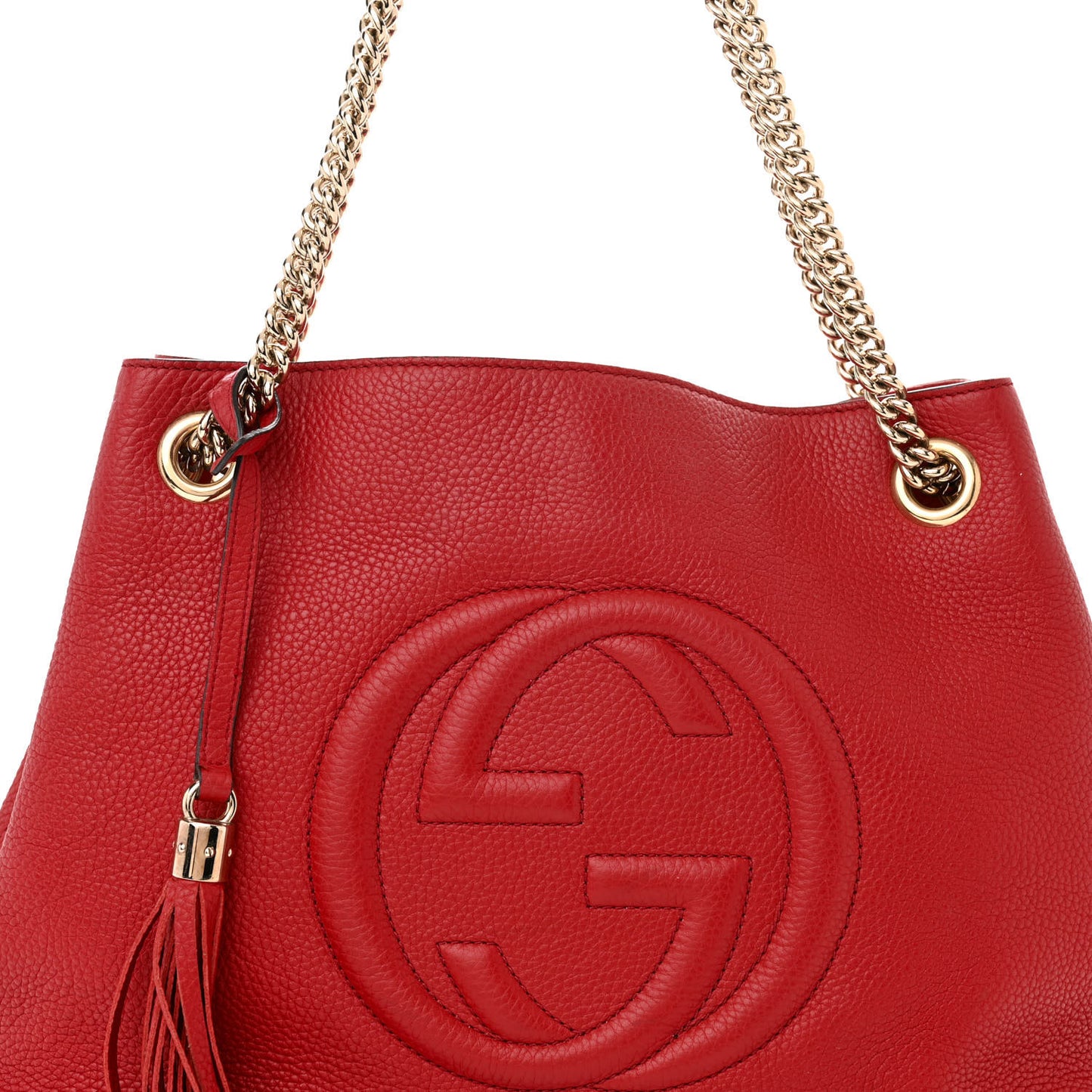 Pebbled Calfskin Medium Soho Chain Shoulder Bag Tabasco Red