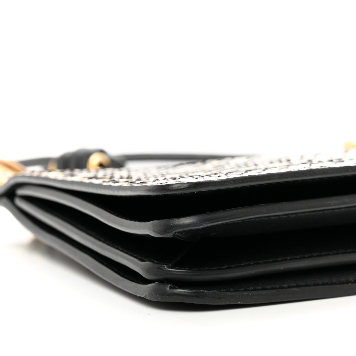 Calfskin Python Embossed Medium Whip Top Handle Crossbody Black White