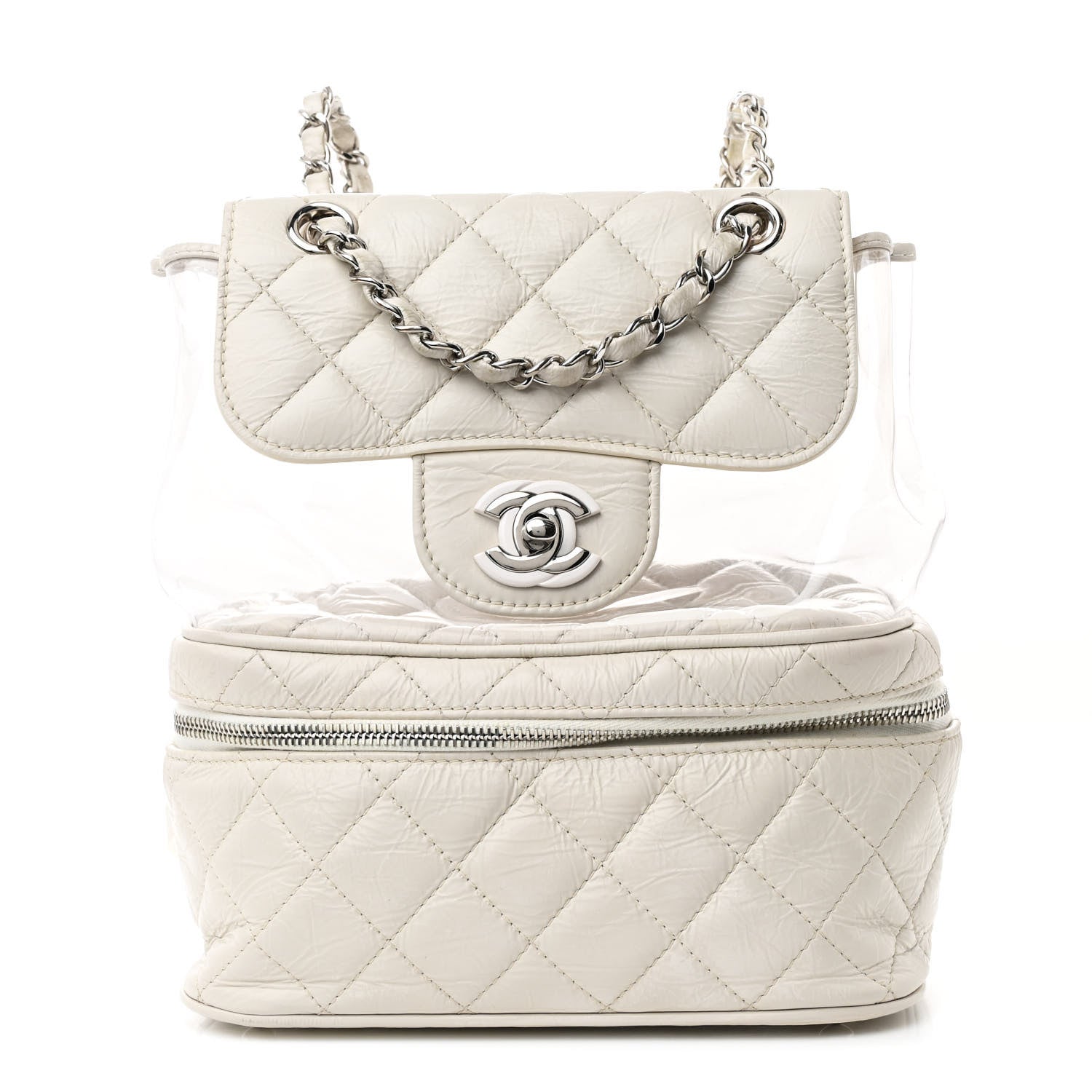 Chanel Crumpled Calfskin PVC Quilted Backpack White 1 of 15
