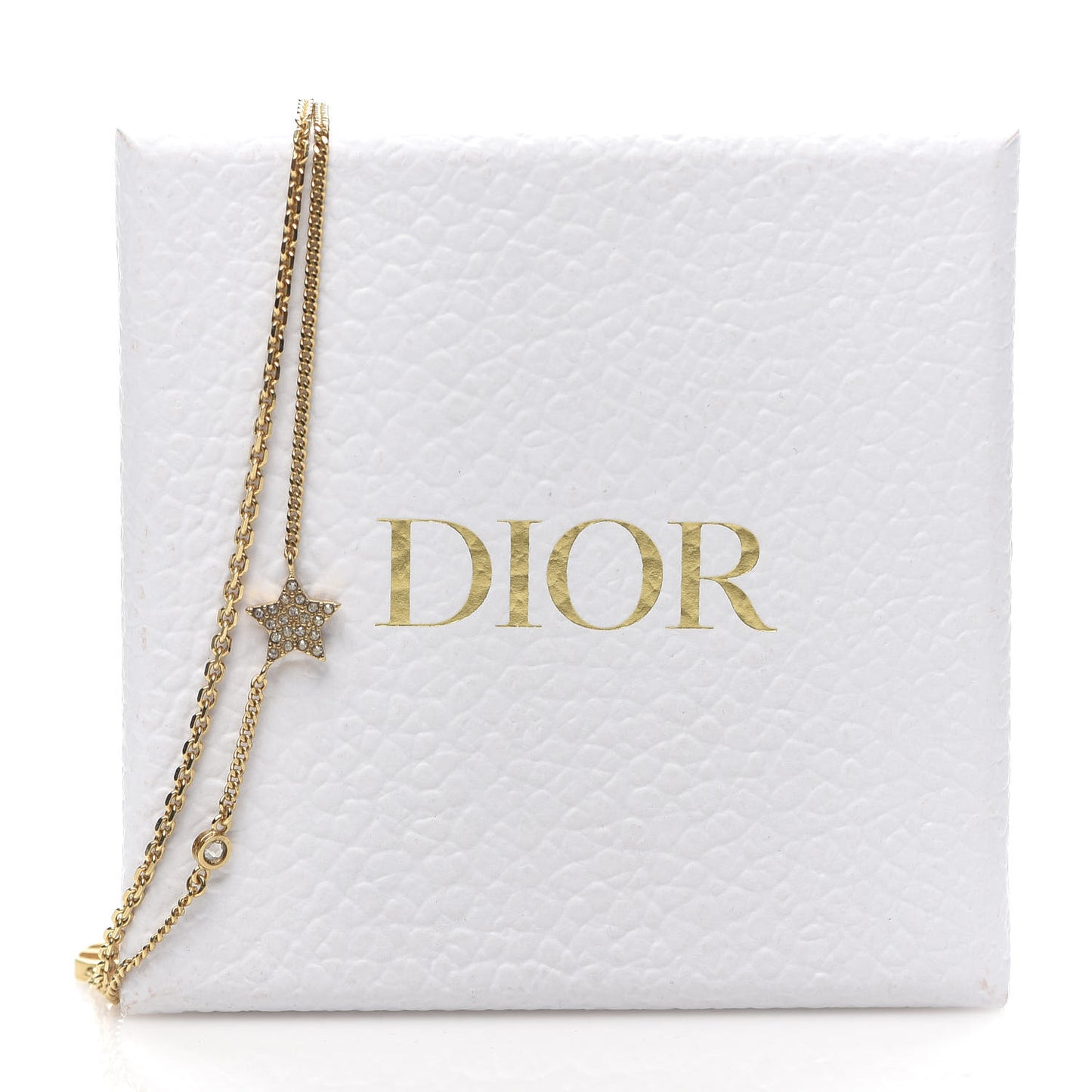 Metal Crystal Petit CD Double Necklace Gold