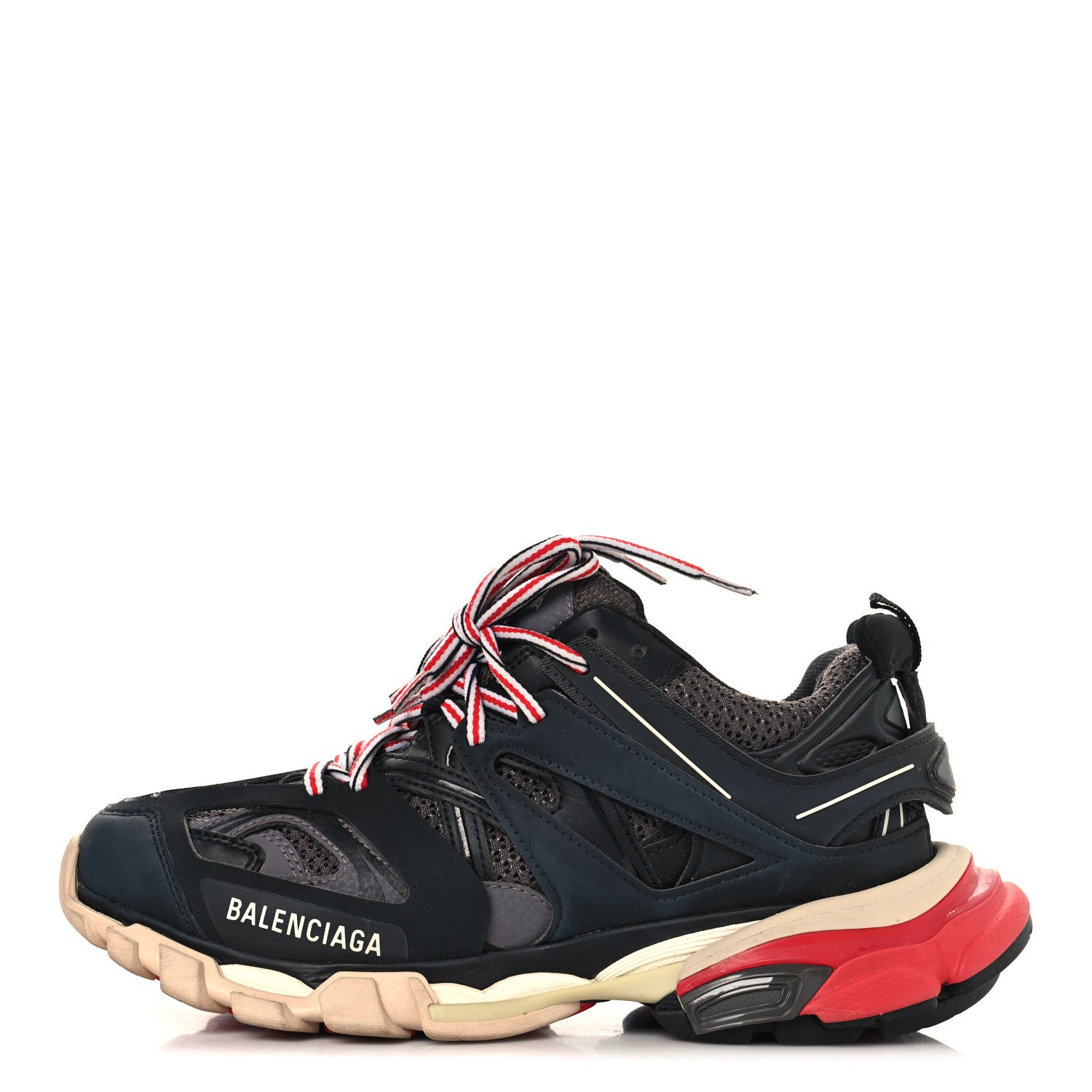Balenciaga Mesh Nylon Womens Track Sneakers 39 Black Gris 1837714 