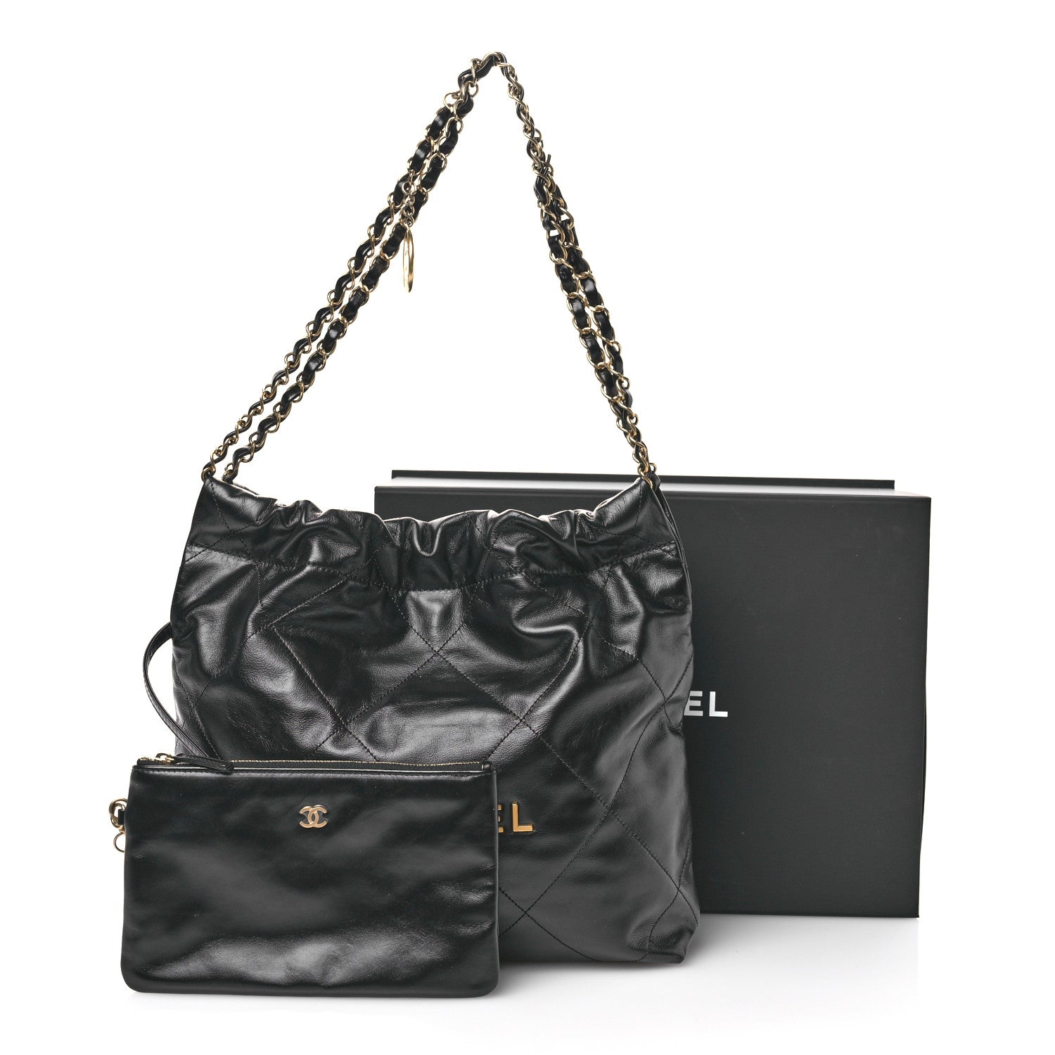 Chanel Shiny Calfskin Quilted Small Chanel 22 Black 12 of 12