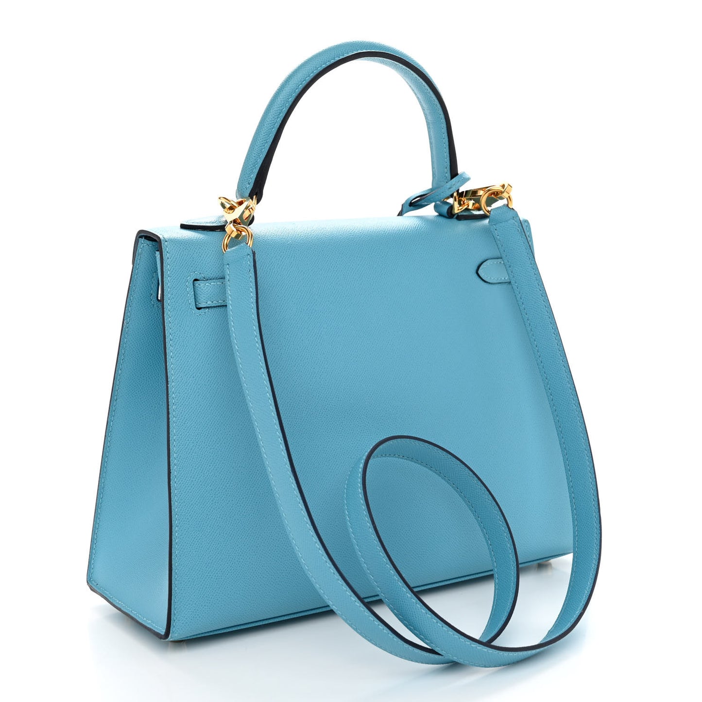 Madame Calfskin Kelly Sellier 25 Bleu du Nord